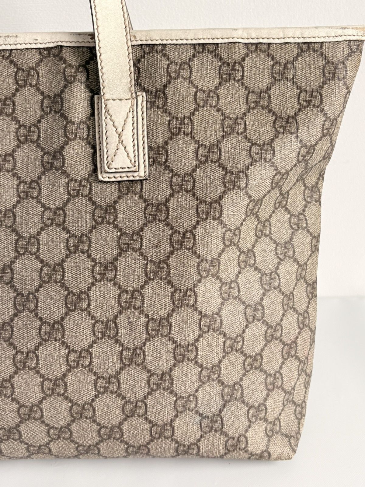 Gucci Gucci Supreme GG Monogram Large Tote Bag PVC Canvas White Size ONE SIZE - 9 Thumbnail