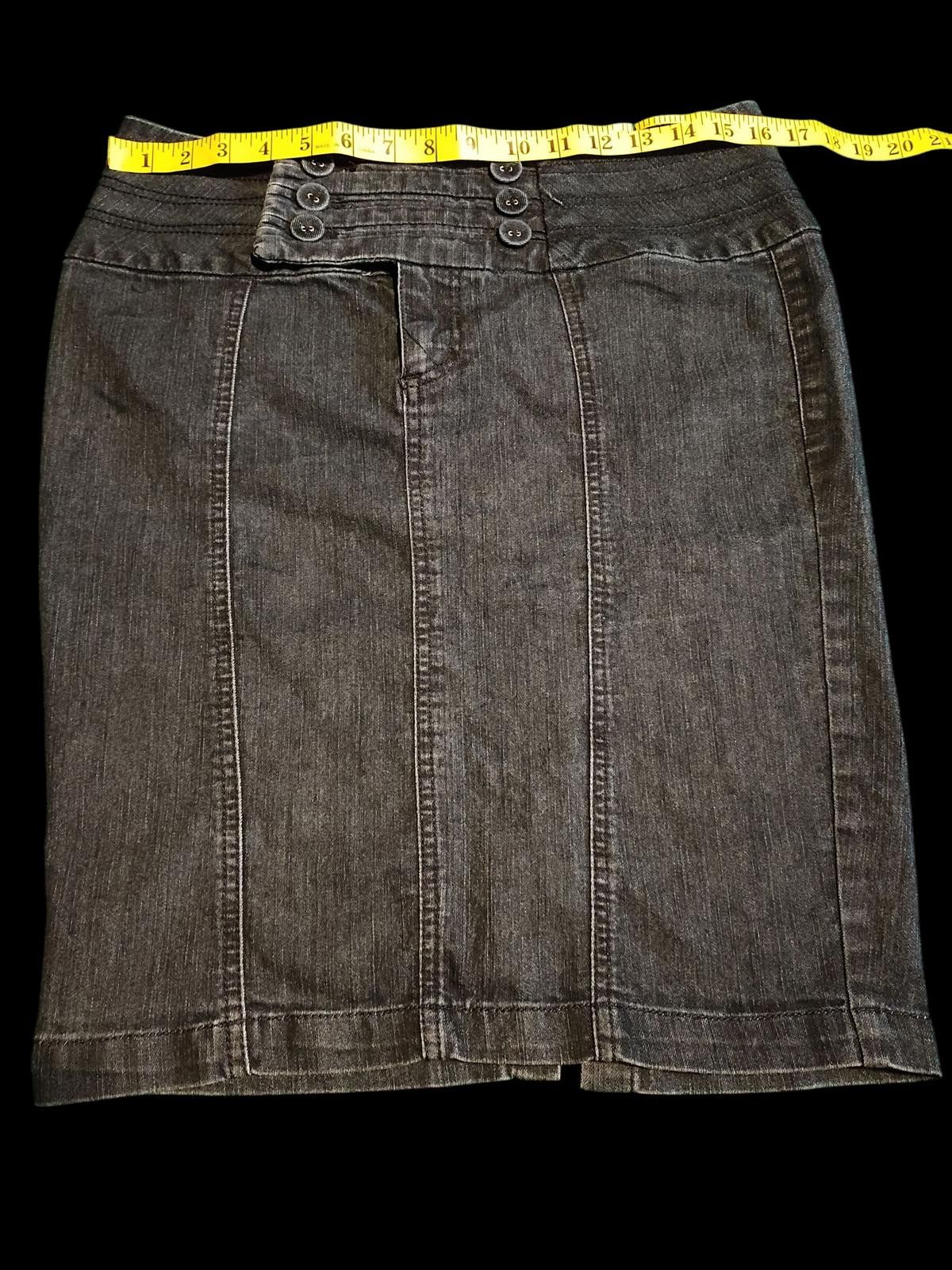 Unknown London Boom Boom Jeans Dark Gray Denim Skirt with Button Detail Size 36" / US 14 / IT 50 - 3 Thumbnail
