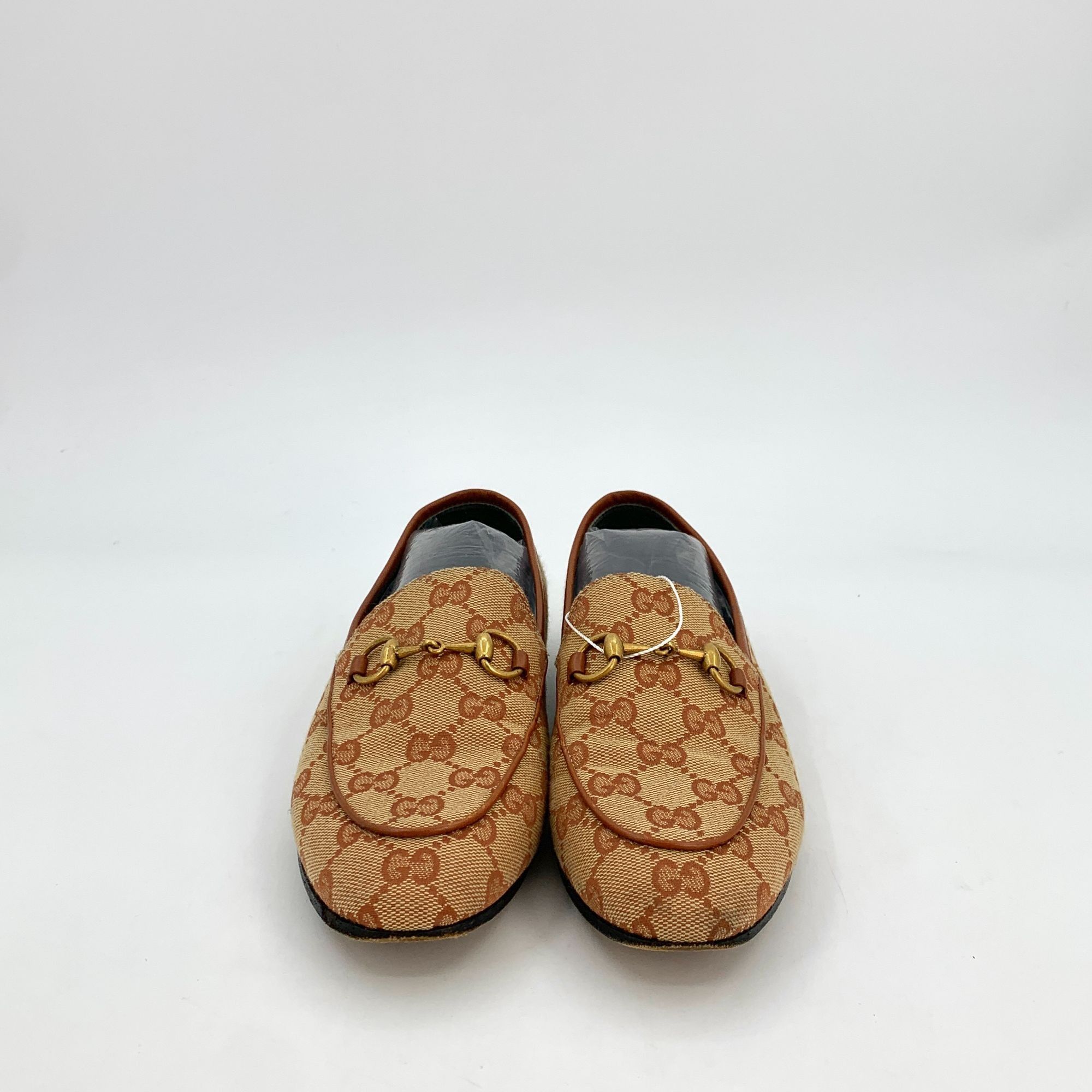 Gucci Gucci Jordaan Brown Logo Jacquard Horsebit Loafers Size 36 M Size US 6 / IT 36 - 6 Thumbnail