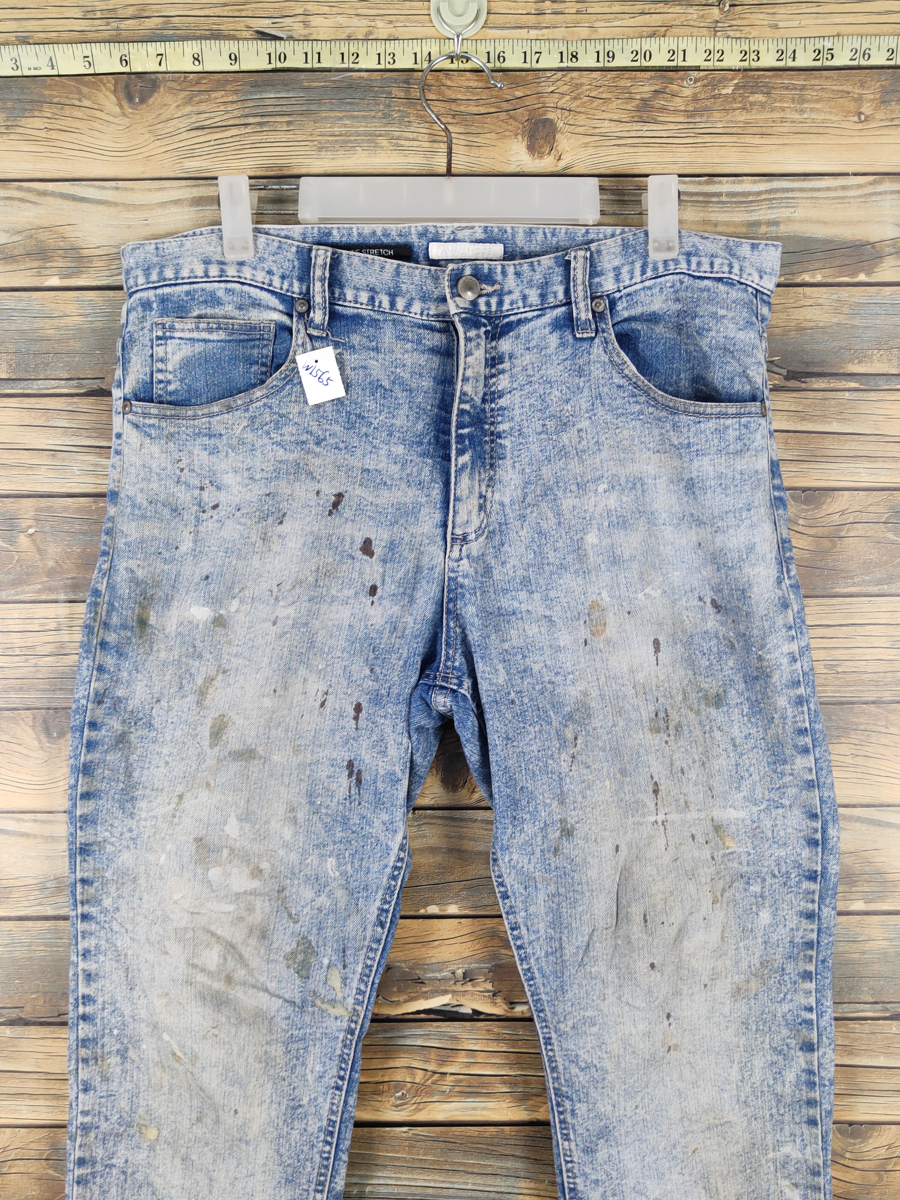Japanese Brand Avail Mode Blue Distressed Ripped vintage denim Jeans #W1565 Size US 34 / EU 50 - 2 Thumbnail