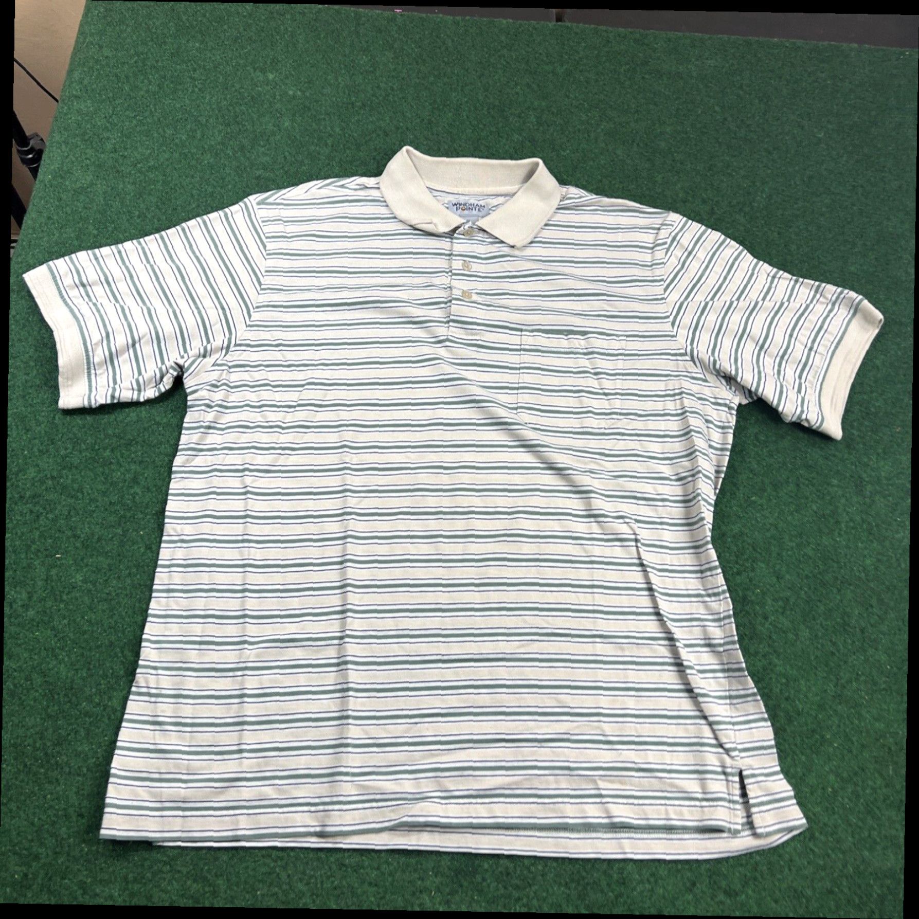 Vintage Vintage 90’s Windham Pointe Men's Golf Polo Shirt Size XL Striped Beige Green Size US XL / EU 56 / 4 - 1 Thumbnail