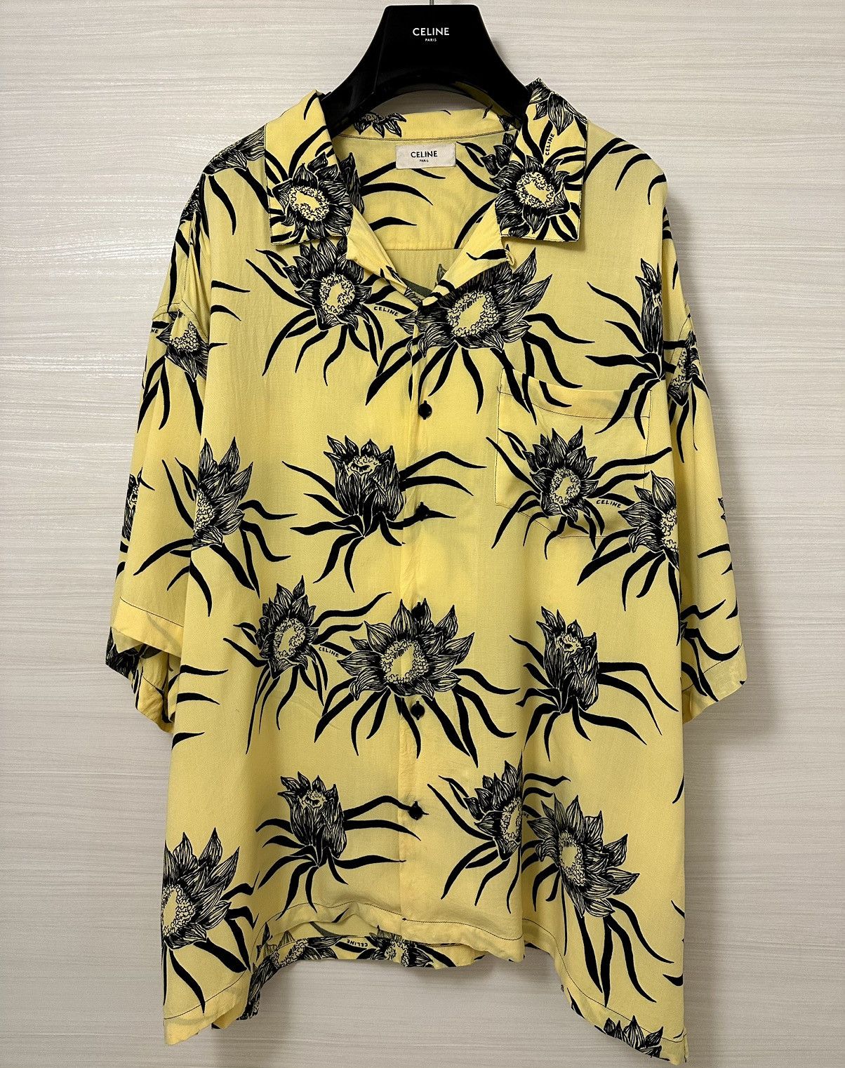 Celine CELINE Loose Aloha Shirt Hawaiian Shirt Rayon Yellow | Grailed