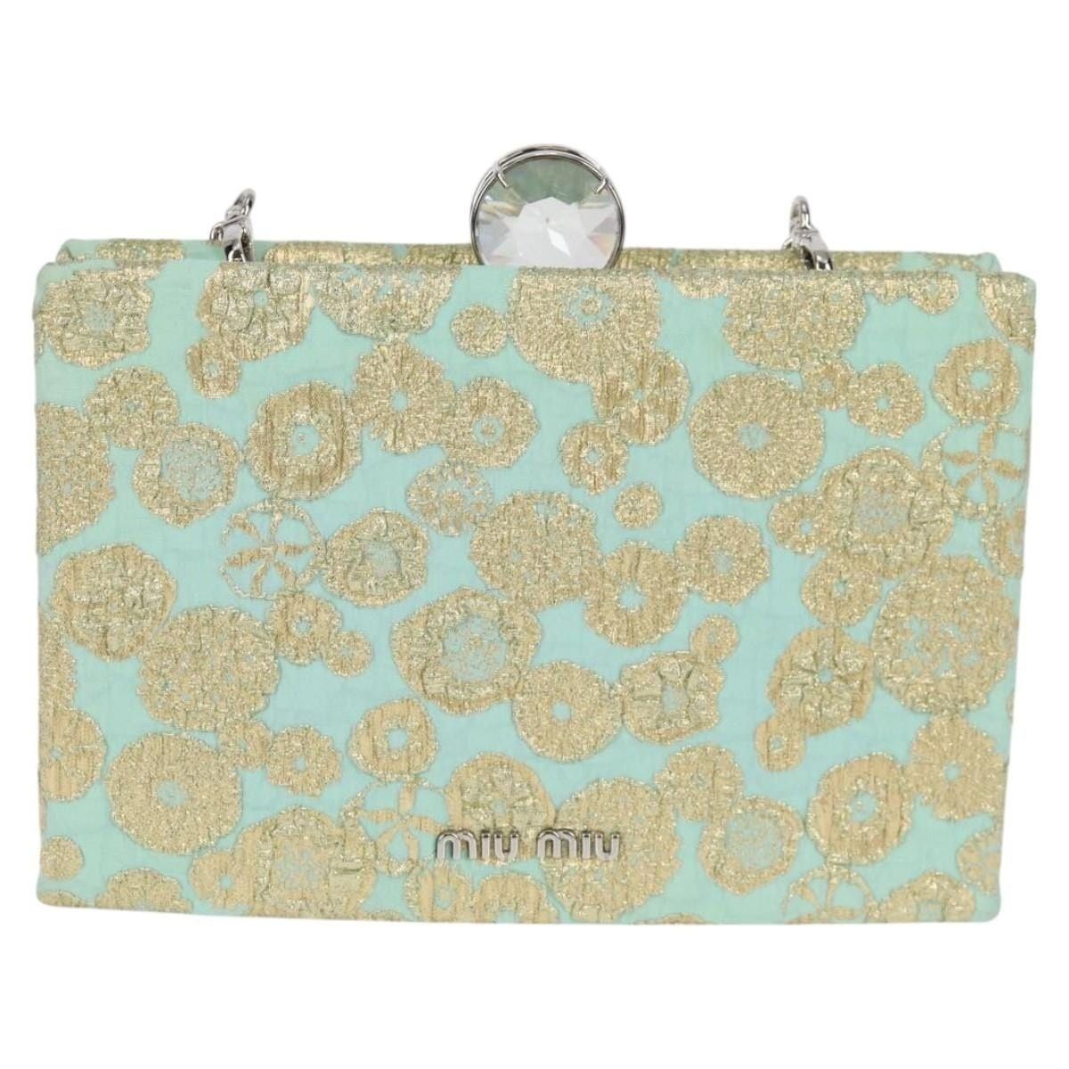 Miu Miu Miu Miu Cotton Chain Shoulder Bag Light Blue Size ONE SIZE - 1 Thumbnail