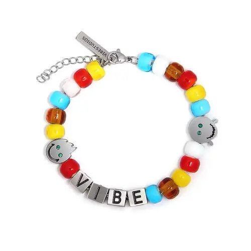 Other Colored beads bracelet two smiley faces1 Size ONE SIZE - 4 Thumbnail
