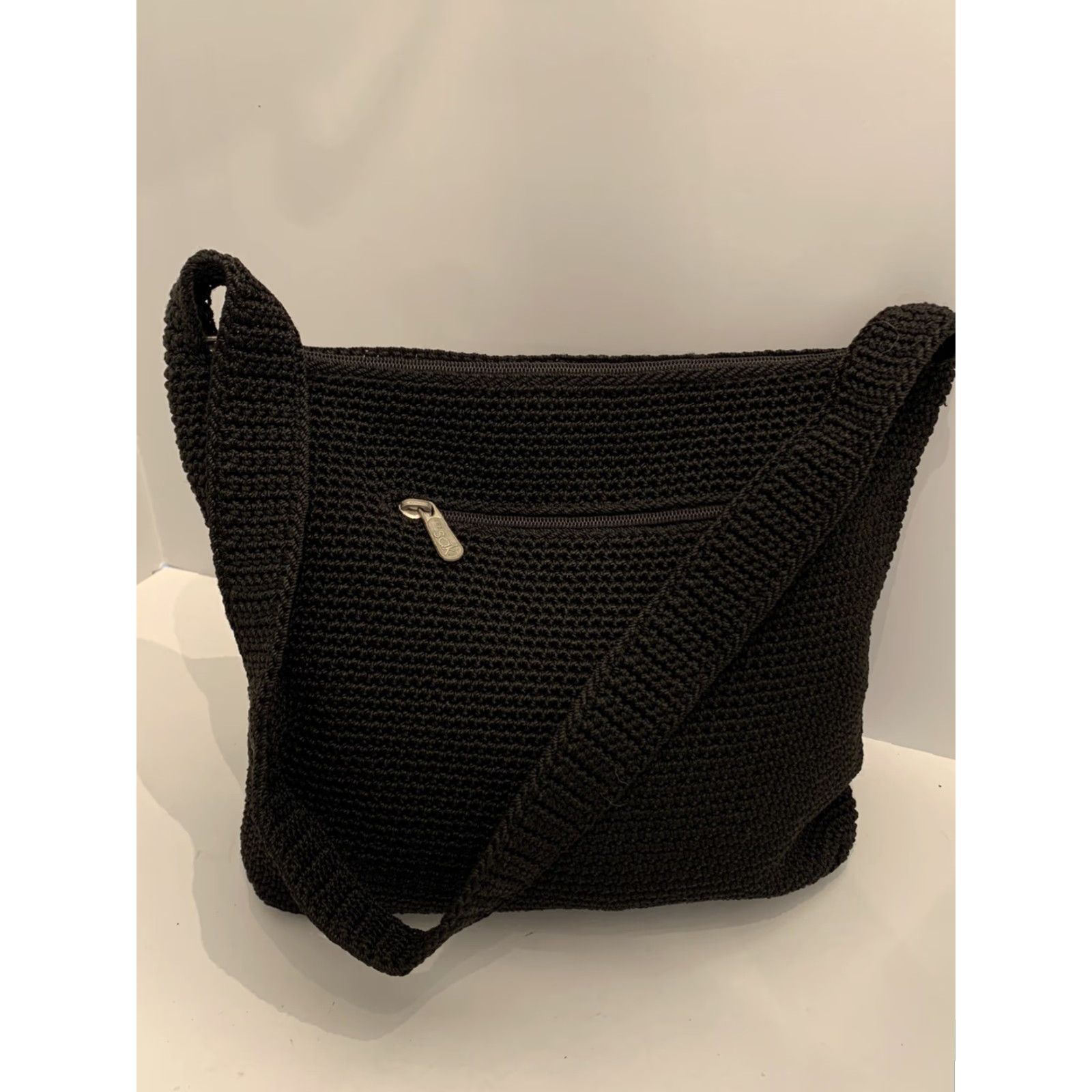 The Sak The Sak Black Crochet Shoulder Bag Zip Top Interior and Exterior Zip Pockets Size S / US 4 / IT 40 - 3 Thumbnail