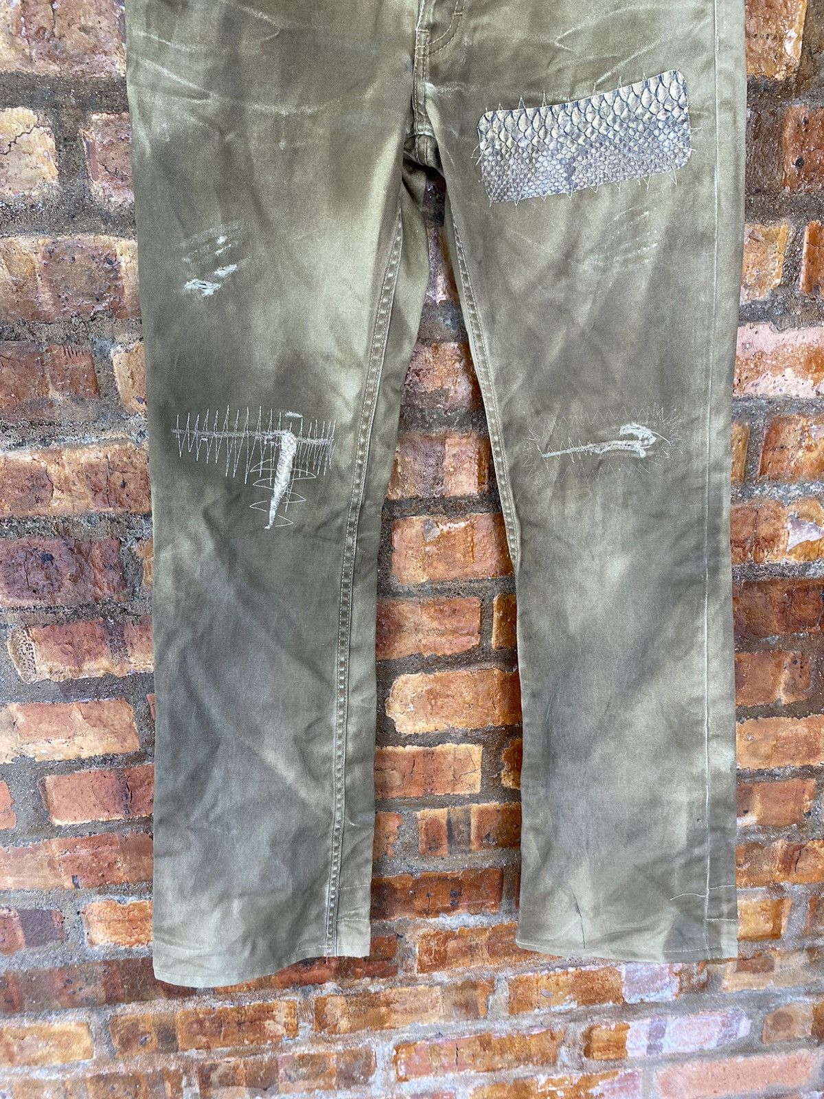 Isamu Katayama Backlash Isamu Katayama Backlash Rusty Leather trim Flare Pants Size US 29 - 5 Thumbnail
