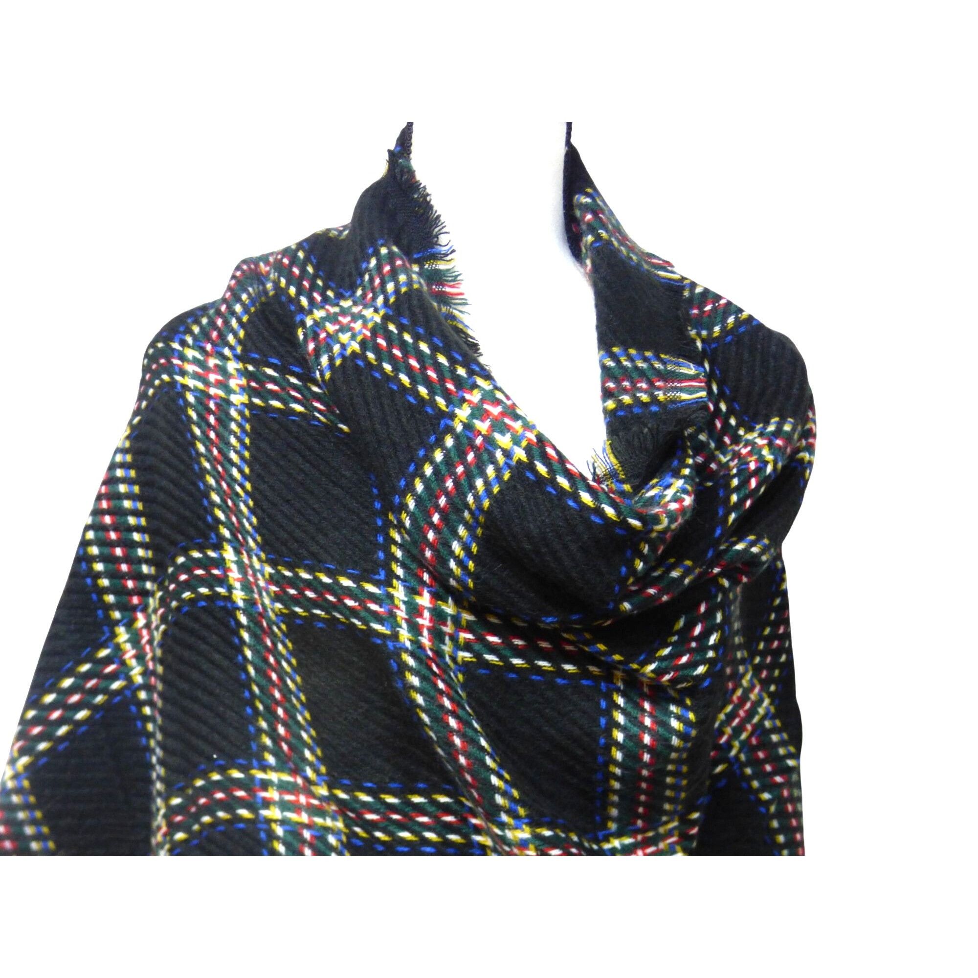 Other Cejon Heritage Plaid Blanket Scarf/ Wrap , 20”x76”, Black Size ONE SIZE - 10 Thumbnail