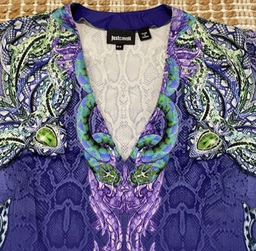 Just Cavalli Authentic Just Cavalli Purple Snakeskin Print Midi Dress Size M / US 6-8 / IT 42-44 - 9 Thumbnail