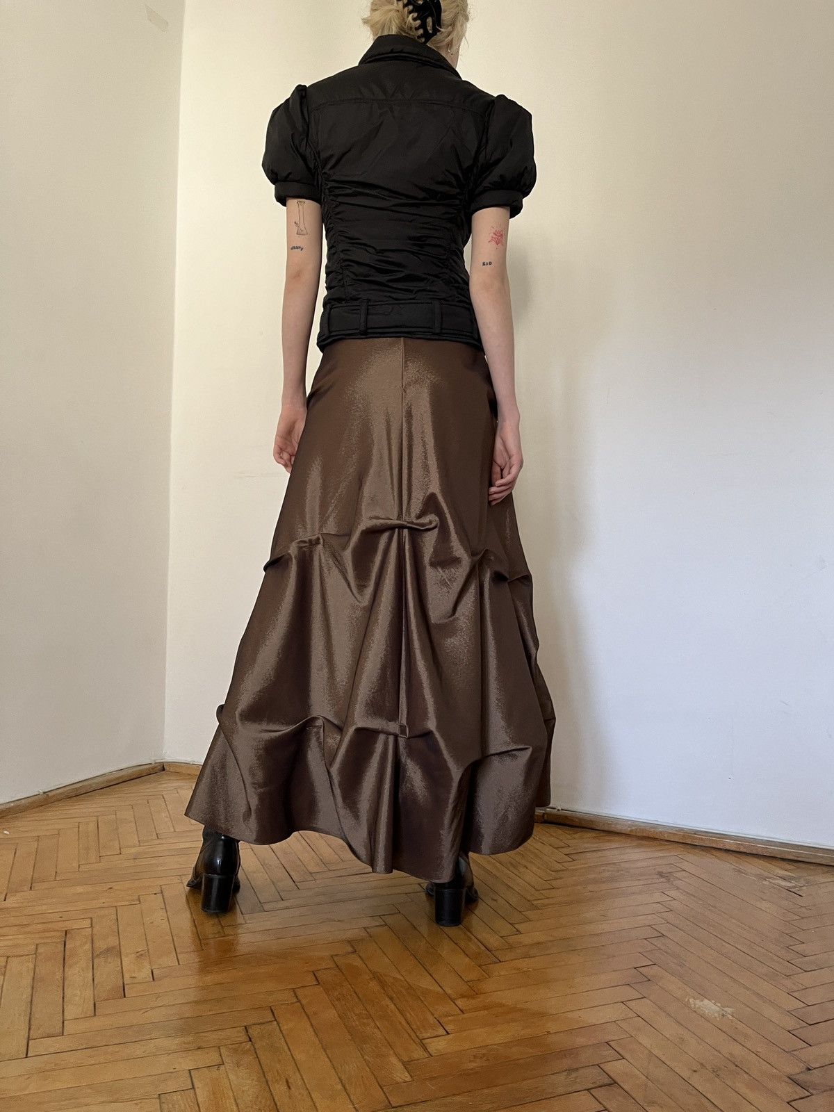 Vintage Vintage y2k Brown Maxi Skirt Size 25" / US 0 / IT 36 - 3 Thumbnail