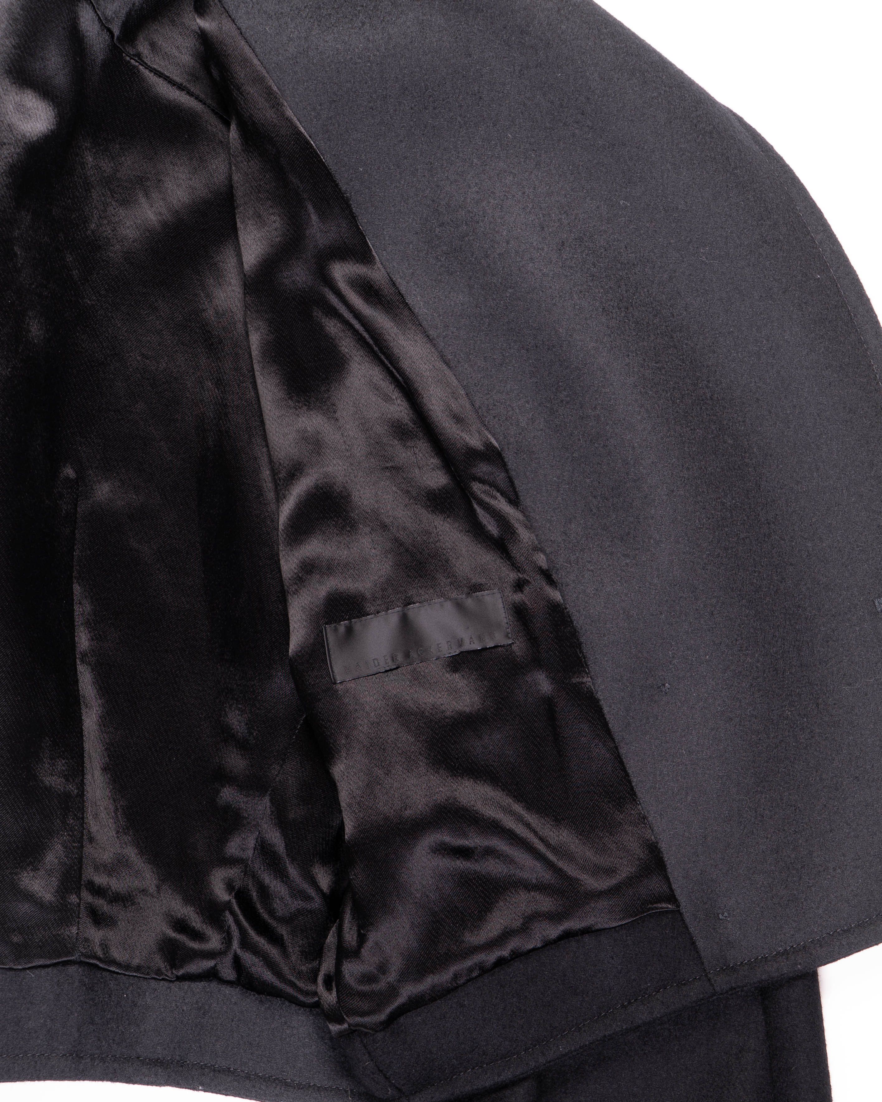 Haider Ackermann FW18 Distressed Round Shoulder Jacket in Black Silk Satin Size XS / US 0-2 / IT 36-38 - 3 Thumbnail
