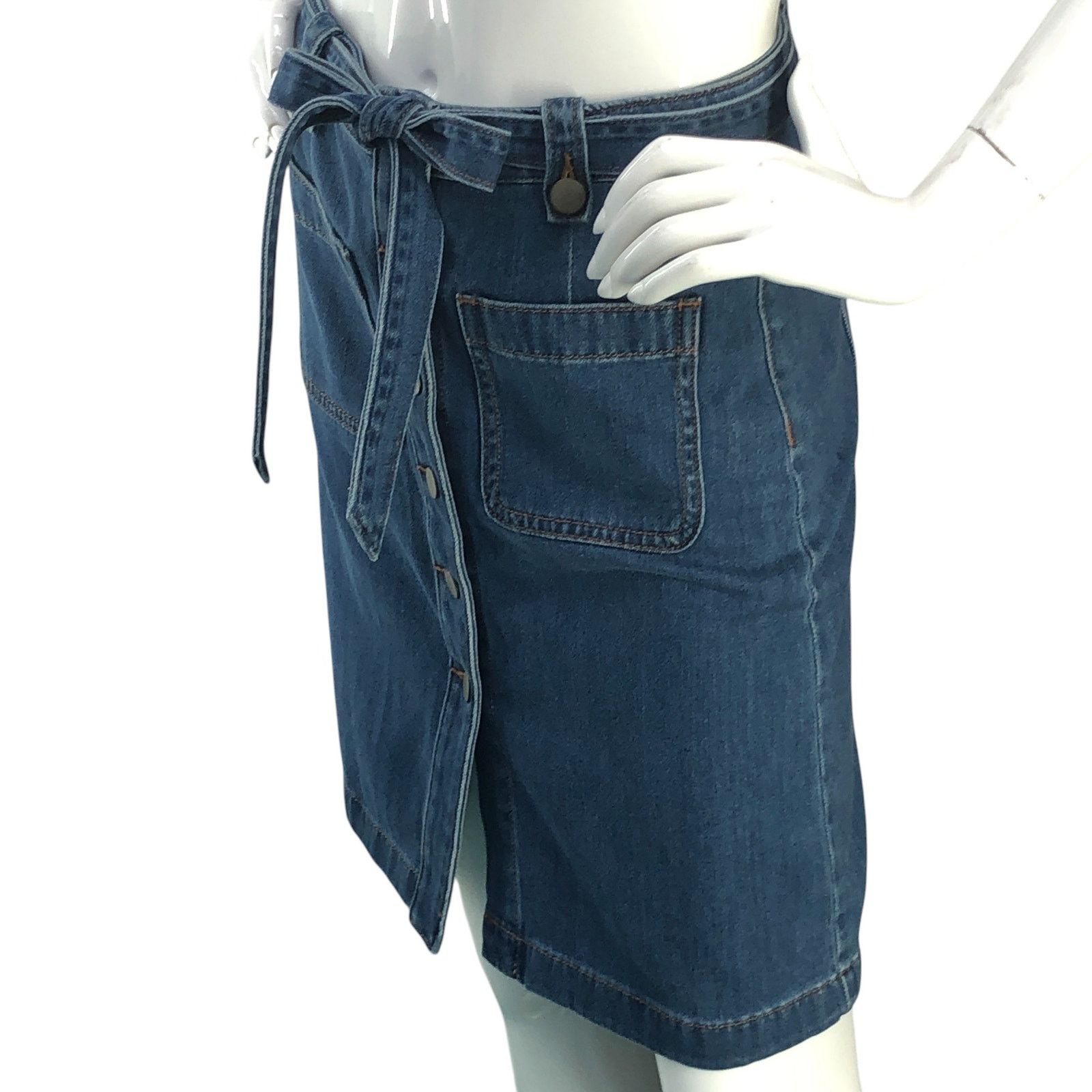 Loft Loft Petite Sz 2P Skirt Denim Jean Patch Pocket Button Front Size 28" / US 6 / IT 42 - 4 Thumbnail