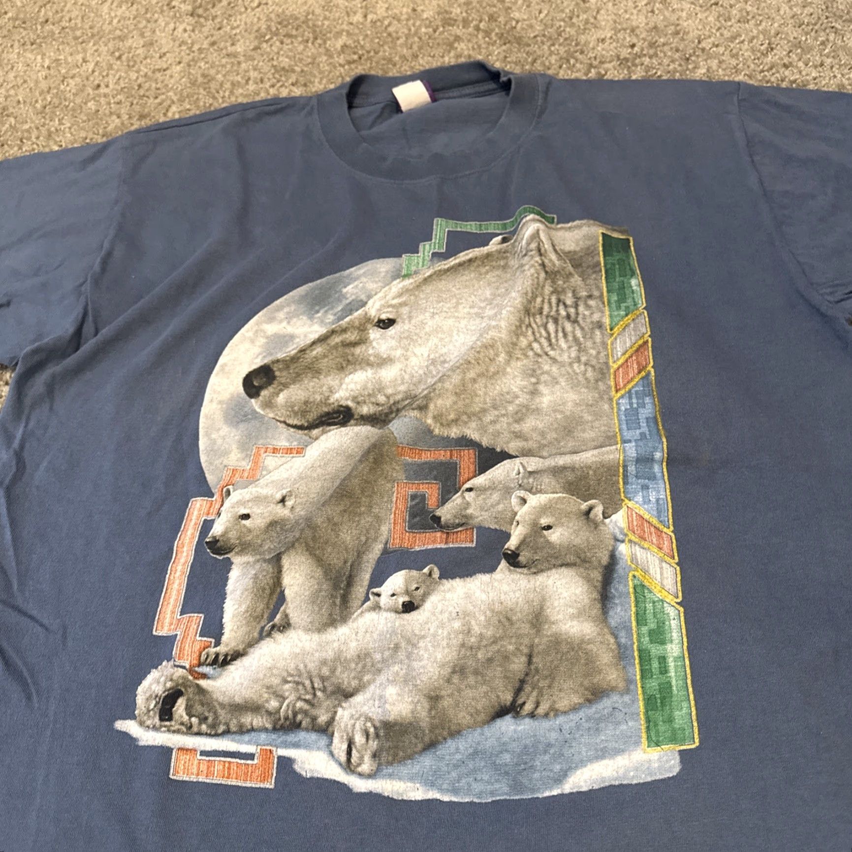 Vintage VINTAGE Polar Bear Nature Animal Earth Winter Art Blue XL T-Shirt Men XL Size US XL / EU 56 / 4 - 2 Thumbnail