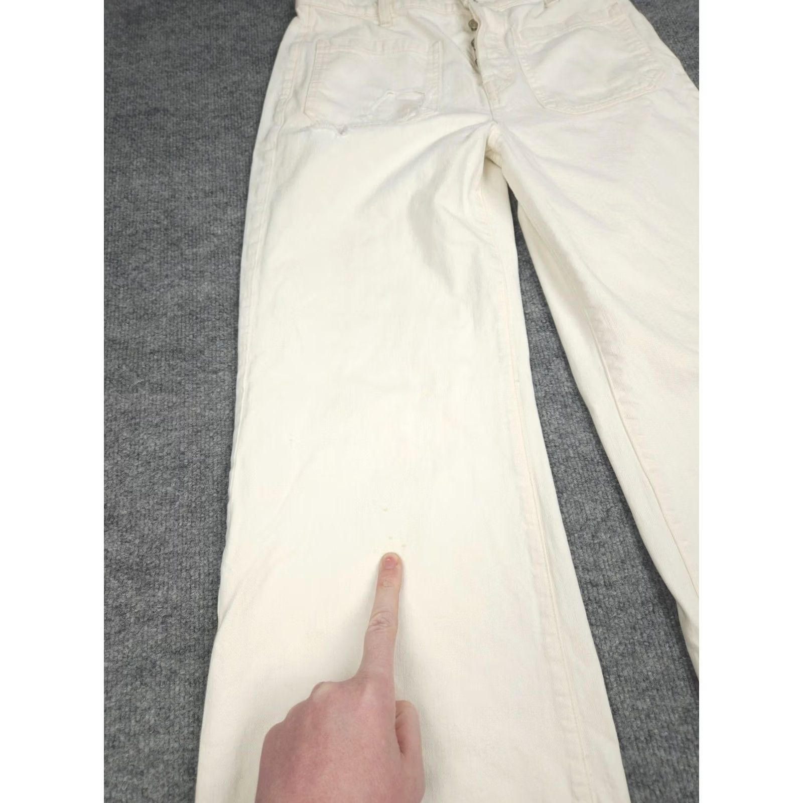 Nili Lotan Nili Lotan FLORENCE Flare Jeans Women's 29 White Ivory Distressed Stained Size 29" - 6 Thumbnail