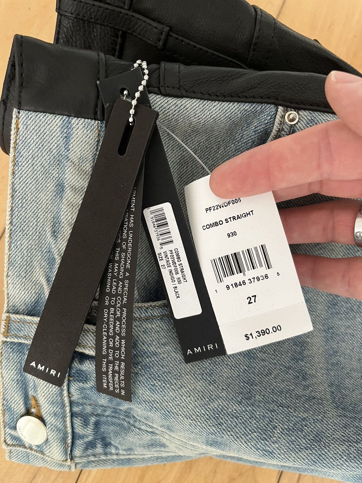 Amiri NWT - Amiri Leather and Denim Jeans Size 27" / US 4 / IT 40 - 8 Thumbnail