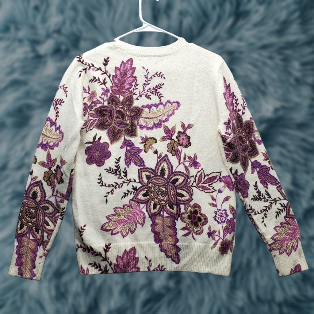 Loft LOFT Womens Size M Multicolor Floral Knit Raglan Sleeve Crew Neck Pullover Sweater Size M / US 6-8 / IT 42-44 - 1 Thumbnail