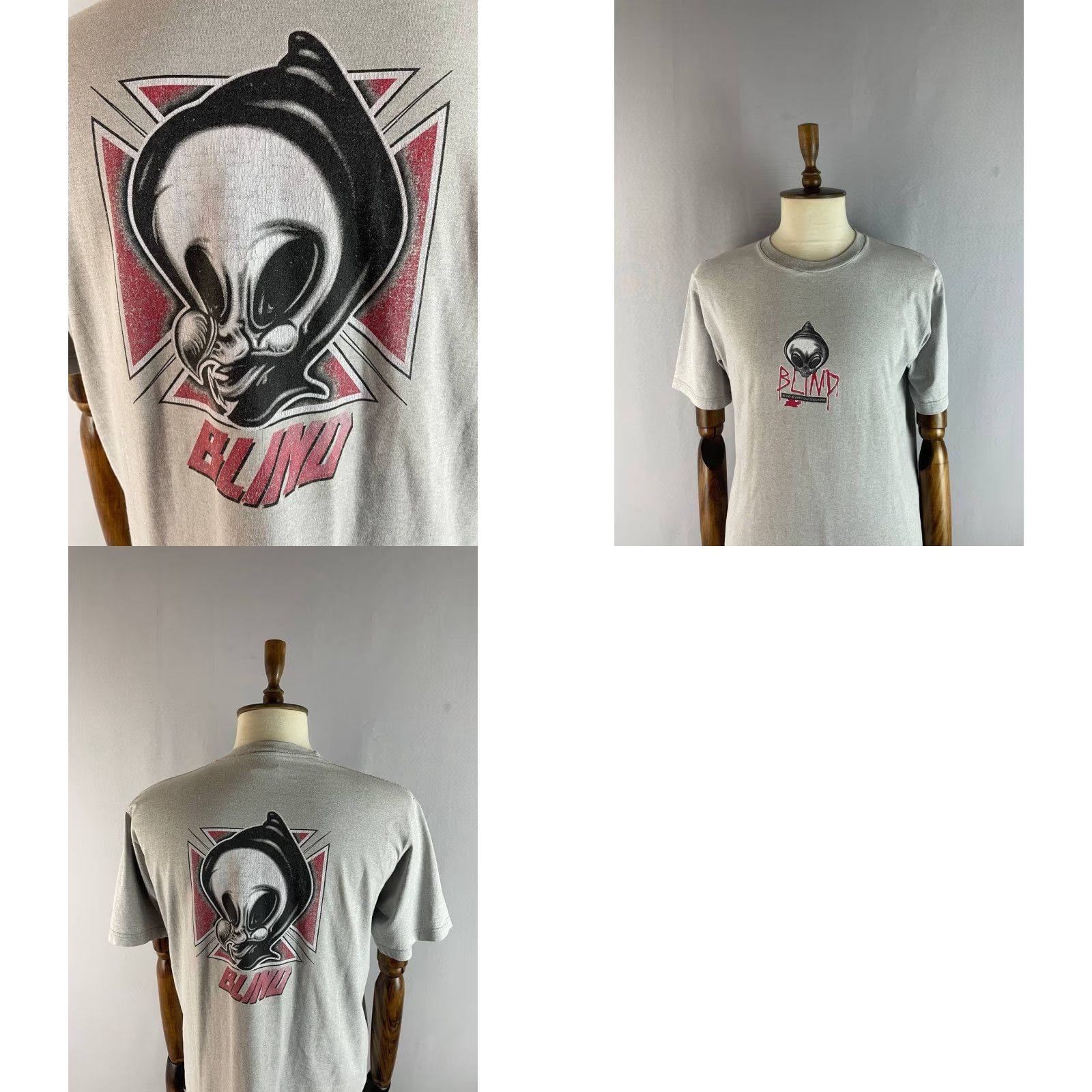 Blind Skateboards Blind Skateboards Mens T-Shirt M Gray Cotton Crew Neck Short Sleeve Shirt Mens M Gray Size US M / EU 48-50 / 2 - 8 Thumbnail