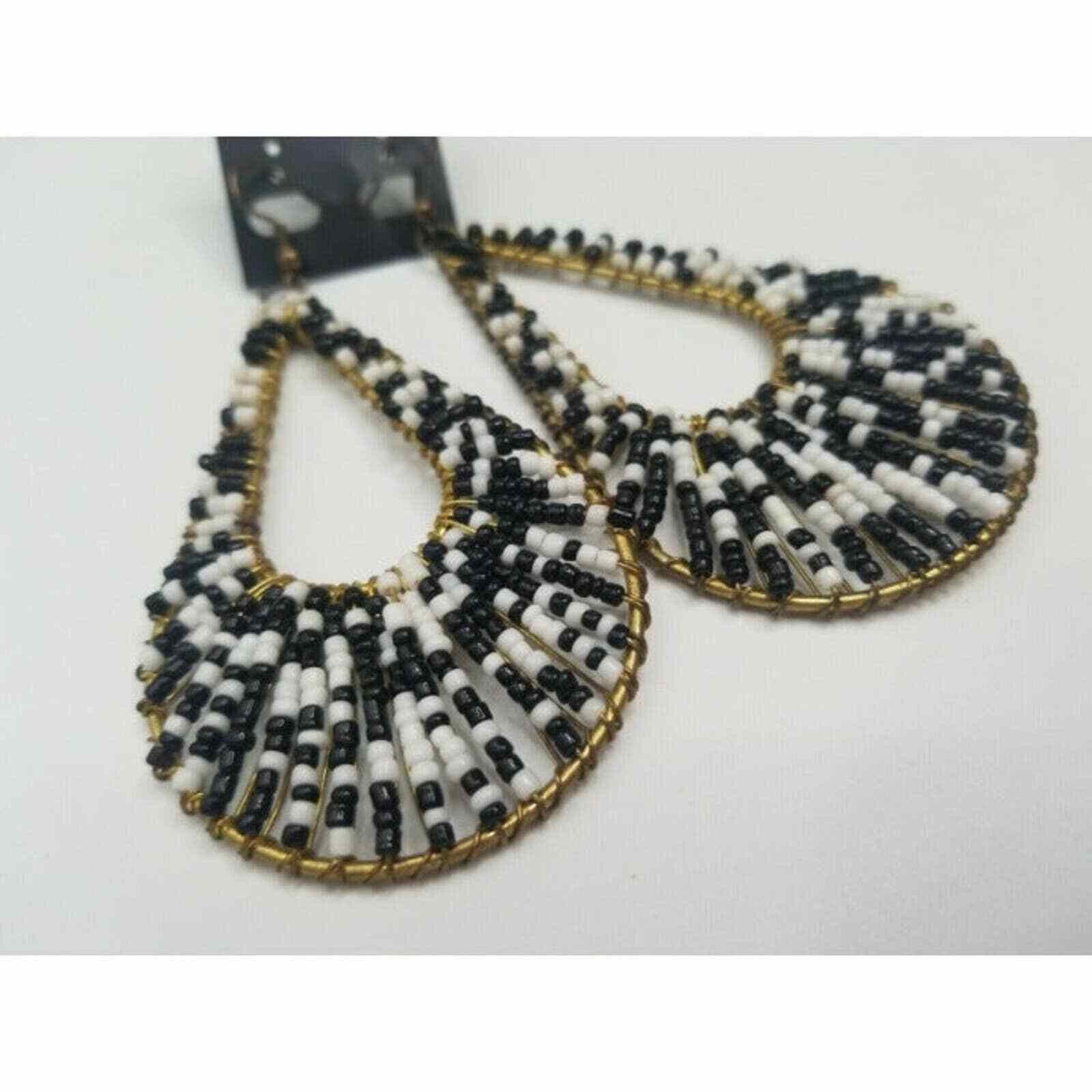 The Unbranded Brand Earrings Ladies Women Fashion Jewelry Beaded Teardrop Hoop H Size ONE SIZE - 6 Thumbnail