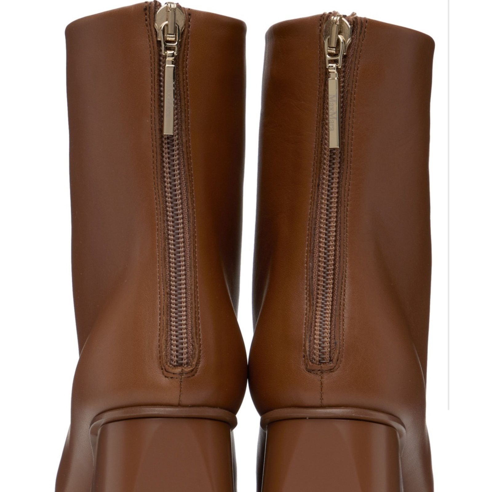 Max Mara NWT Max Mara Abby Block Square Toe Brown Ankle Boots Sz 40 Size US 9.5 / IT 39.5 - 3 Thumbnail