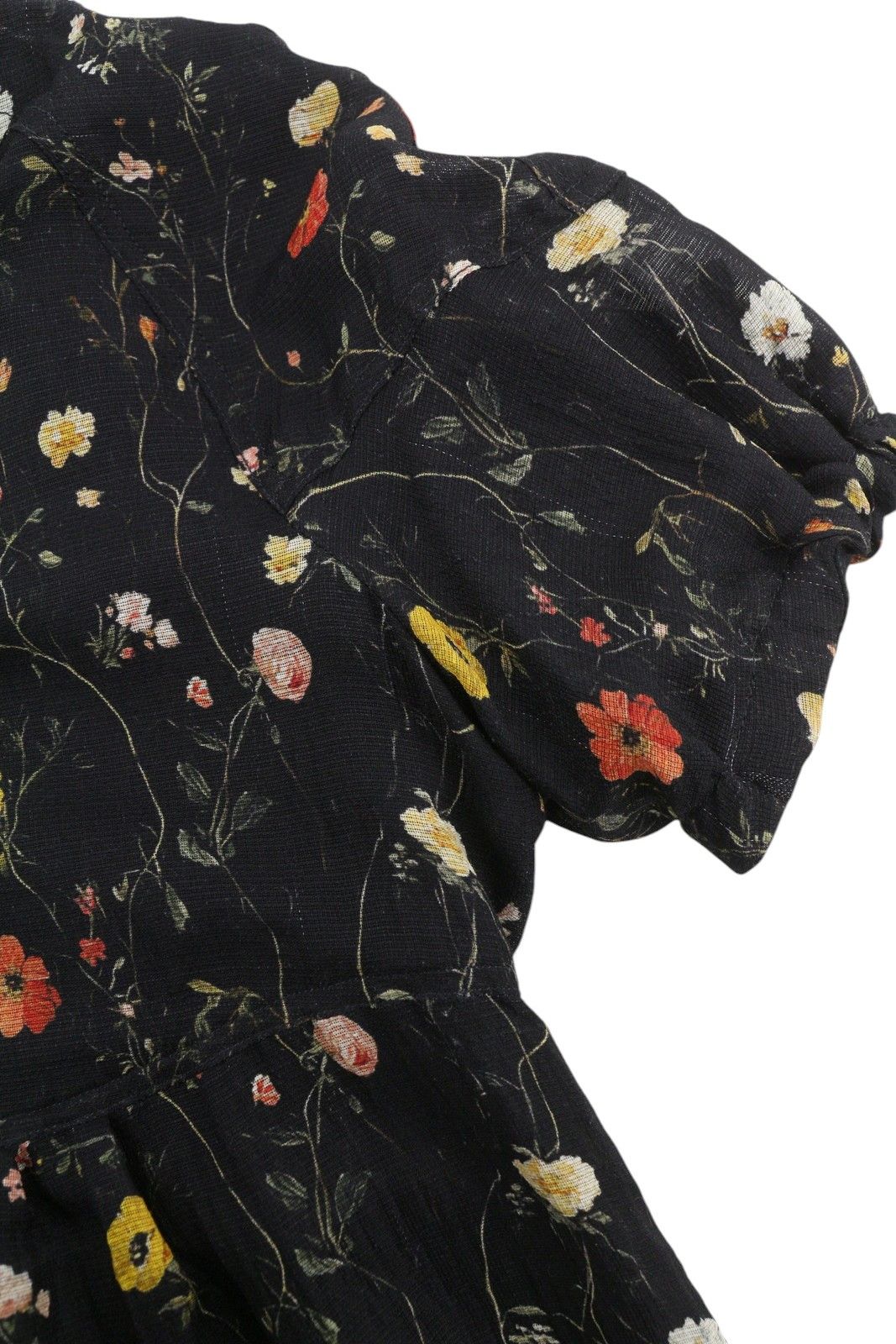 R13 RAGLAN SLEEVE BABYDOLL S Floral Black Wool Silk Dress 89923 Size S / US 4 / IT 40 - 8 Thumbnail