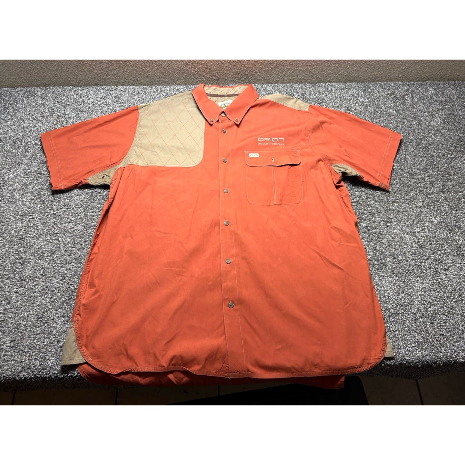Vintage Game Guard Shirt Mens XL Orange Short Sleeve Button-Up Padded Shoulder Patch Pocket Outdoor Casual Workwear Size US XL / EU 56 / 4 - 2 Thumbnail