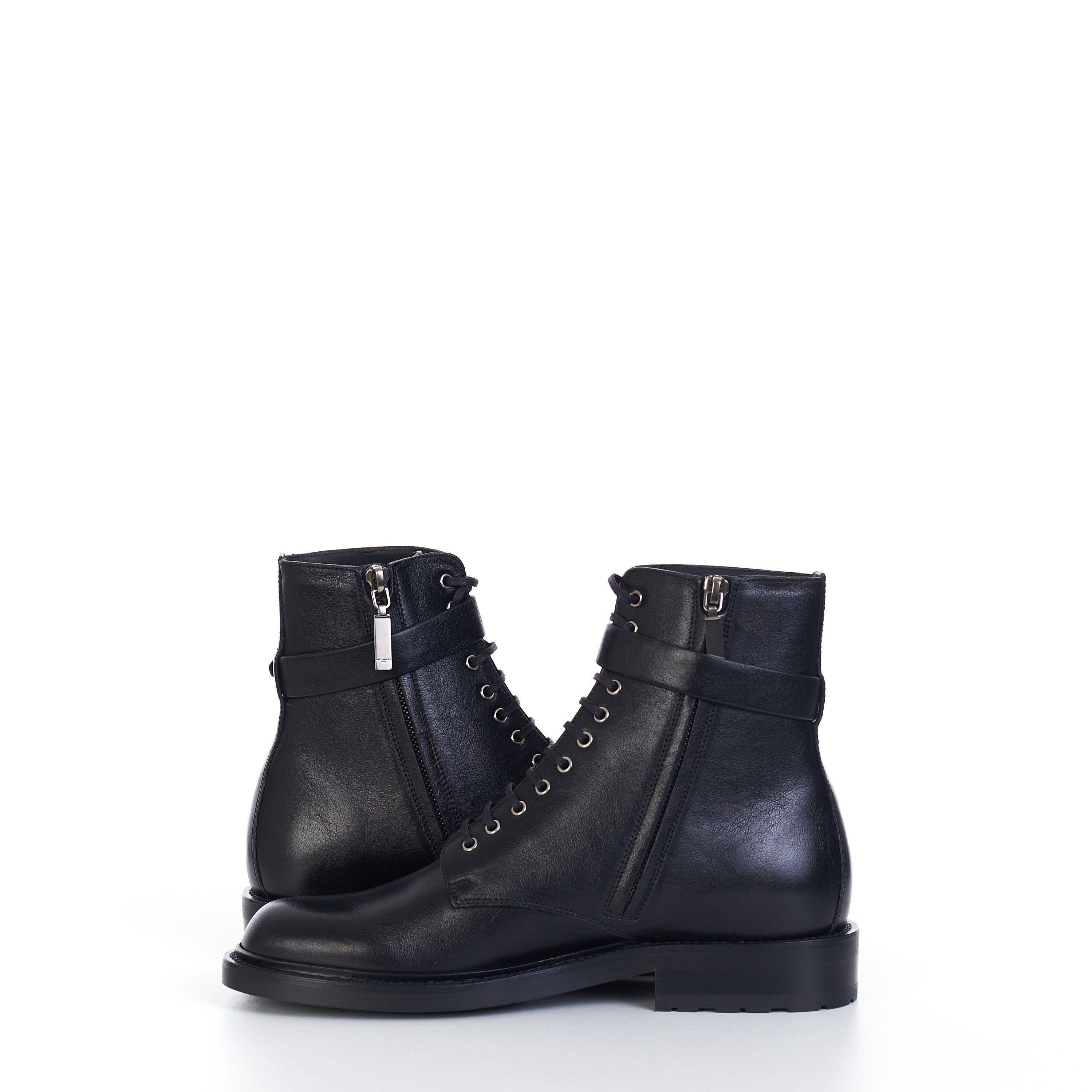 Saint Laurent Paris Black Zipped Ankle Army Boots In Smooth Leather Size US 8 / EU 41 - 9 Thumbnail