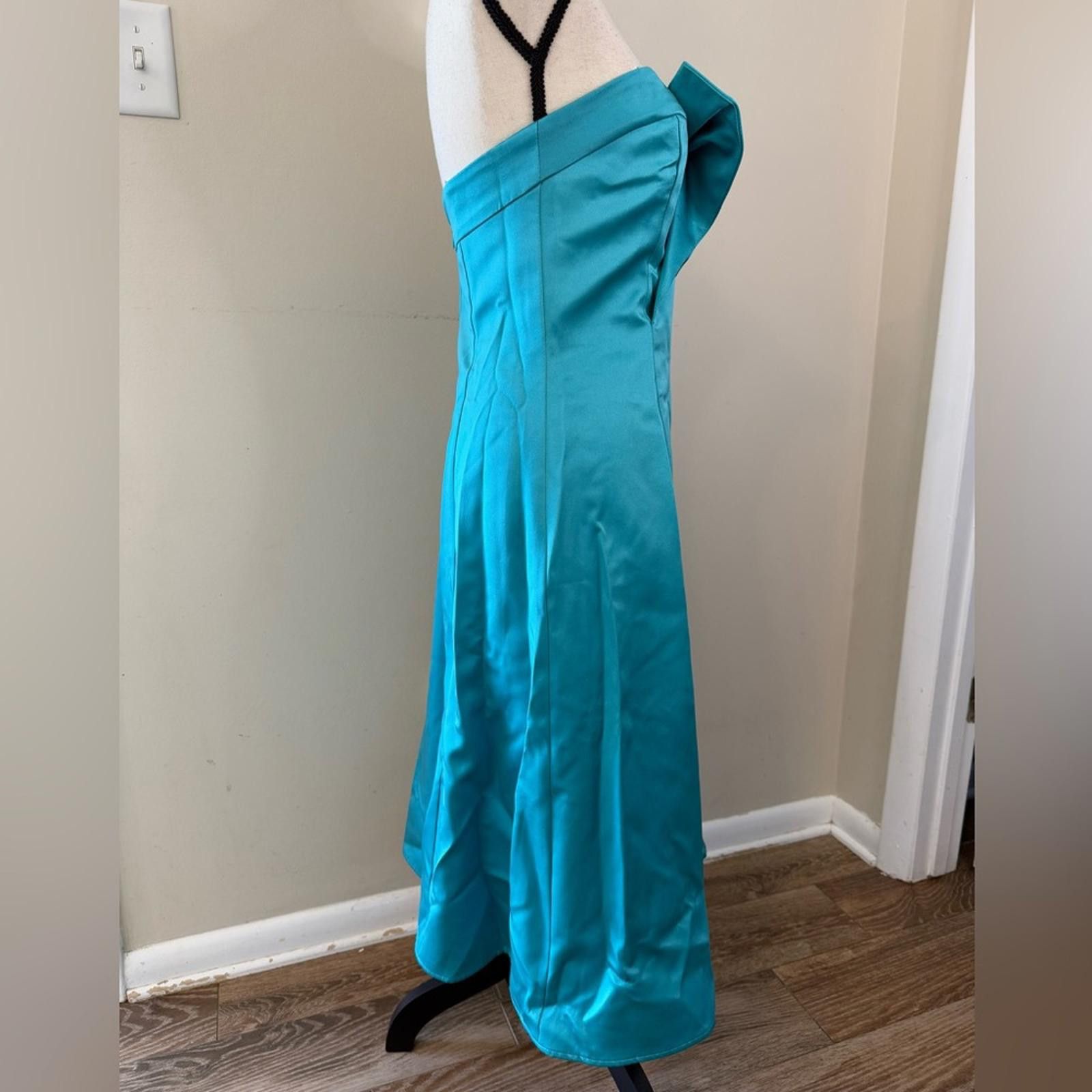 Absent A.B.S. Collection teal formal maxi dress bow back zip SZ 4 Size S / US 4 / IT 40 - 2 Thumbnail