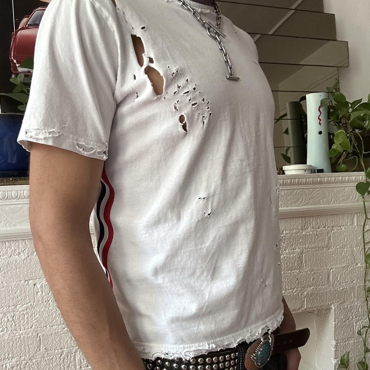 Tommy Hilfiger Vintage 90s White Ripped T-shirt - Large Size US L / EU 52-54 / 3 - 5 Thumbnail