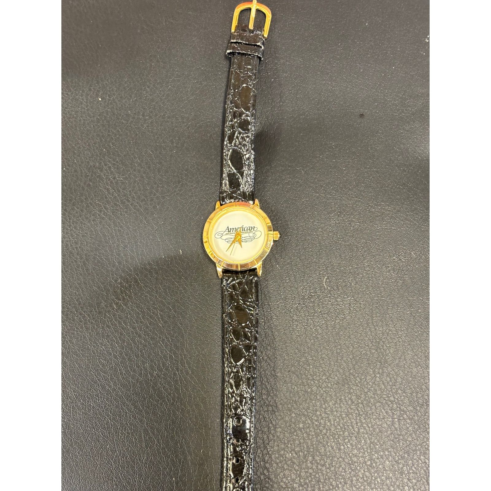 (B).Stroy American Black Leather Band Womens Watch! Size ONE SIZE - 7 Thumbnail