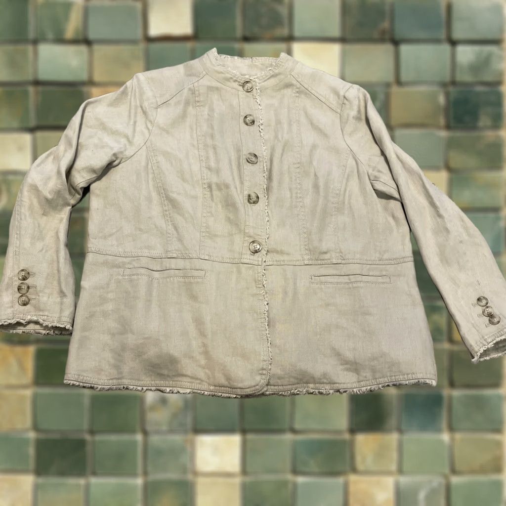 Vintage MICHAEL Michael Kors Women's Linen Button Front Blazer Jacket 16W Tan Linen Basic Jacket 16W Womens Size XXL / US 16-18 / IT 52-54 - 1 Thumbnail