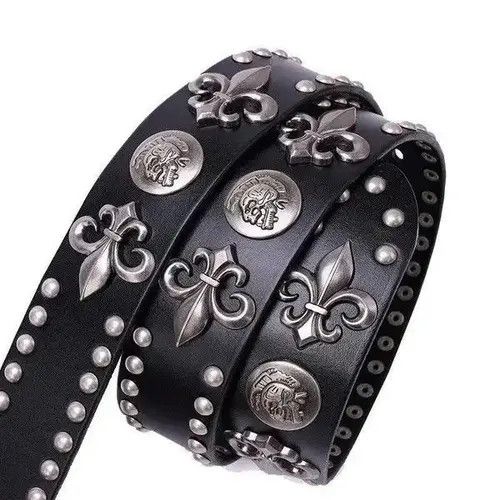 VIBE Men Belt Punk Rivet Size 32 - 6 Thumbnail