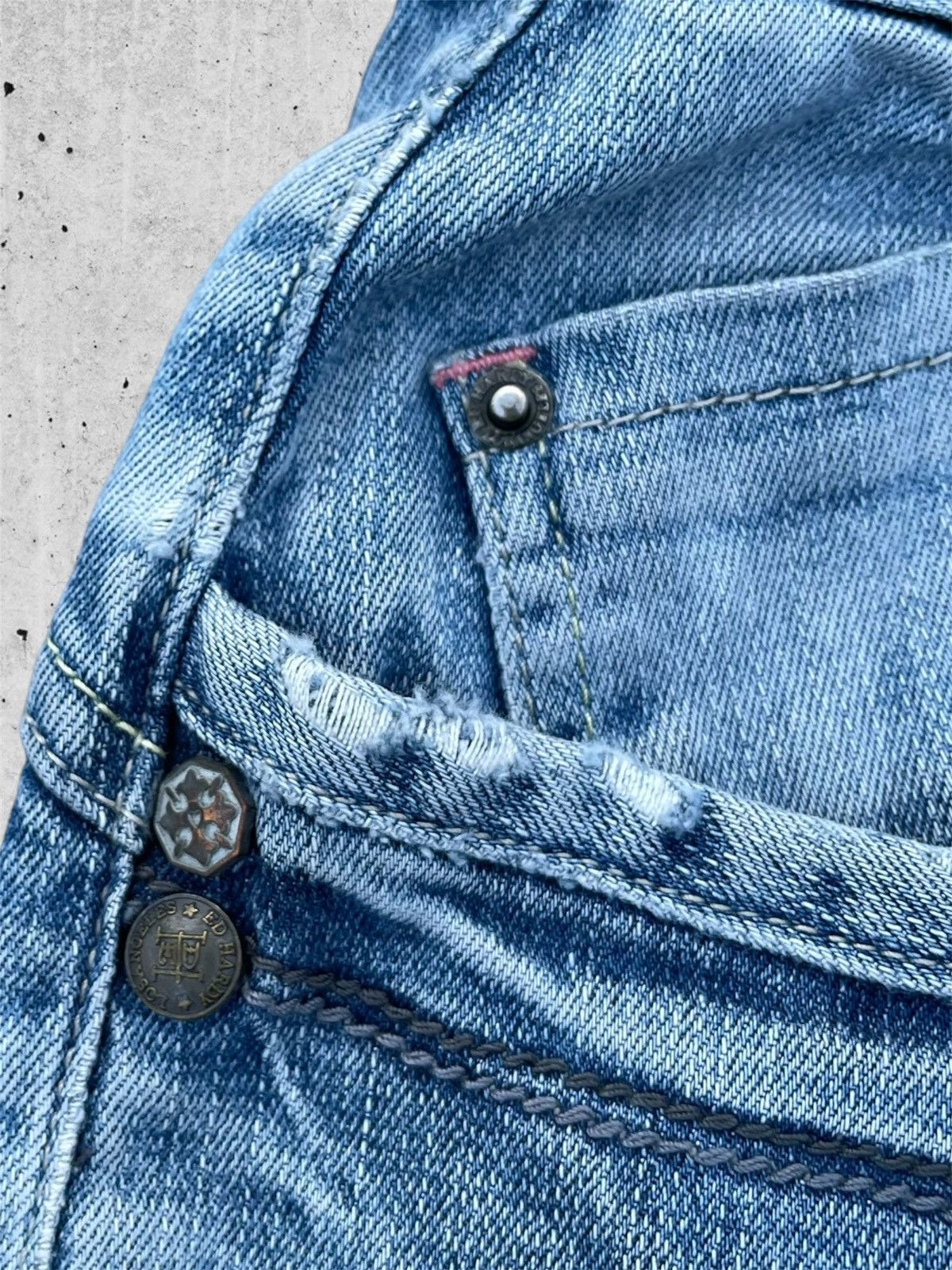 Ed Hardy × Jean 🔥 Ed Hardy Blue Distressed Denim Streetwear W31🔥 Size US 31 - 10 Thumbnail