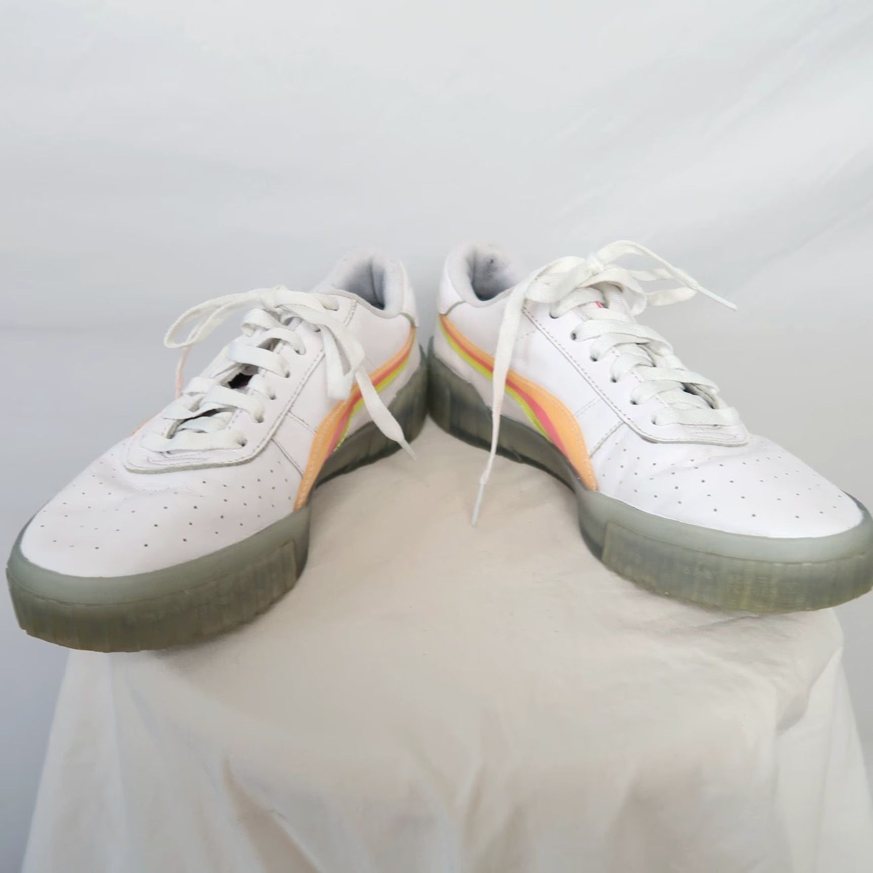 Puma Puma Cali Neon Ice White Rainbow Striped Lace-Up Sneakers Women Size 10 US Shoe Size 10 Sneaker Athletic Shoes Size US 10 / IT 40 - 3 Thumbnail