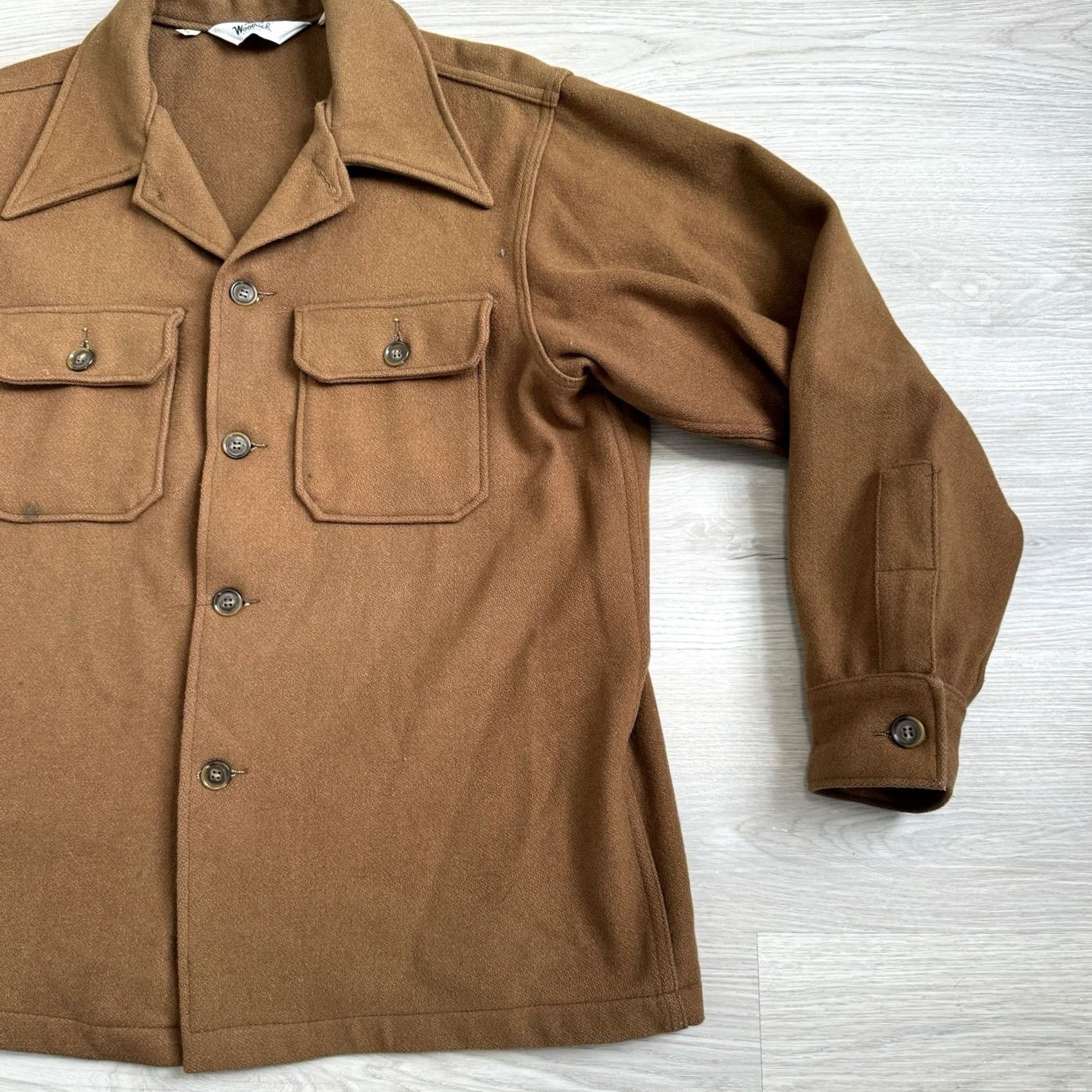 Vintage VINTAGE Woolrich Coat Wool Button Up Solid Brown Mens L Shacket Jacket Overcoat Brown Wool 70s Casual Workwear Mens Size US L / EU 52-54 / 3 - 3 Thumbnail