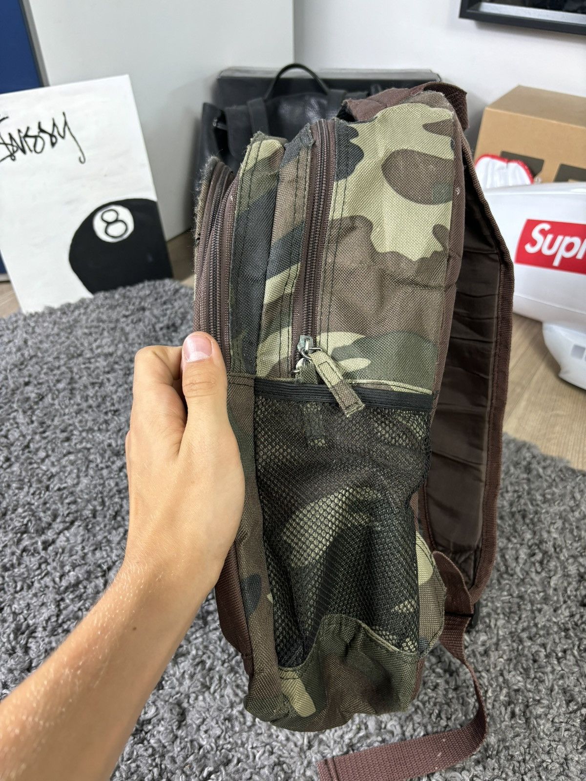 Schott × Vintage Vintage 90s Camo Military Backpack Bag Big Logo USA Size ONE SIZE - 7 Thumbnail