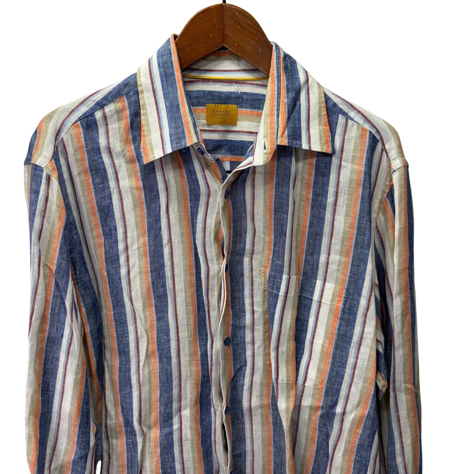 Robert Talbott Robert Talbott Men's Shirt L Linen Long Sleeve Casual #G706 Size US L / EU 52-54 / 3 - 6 Thumbnail