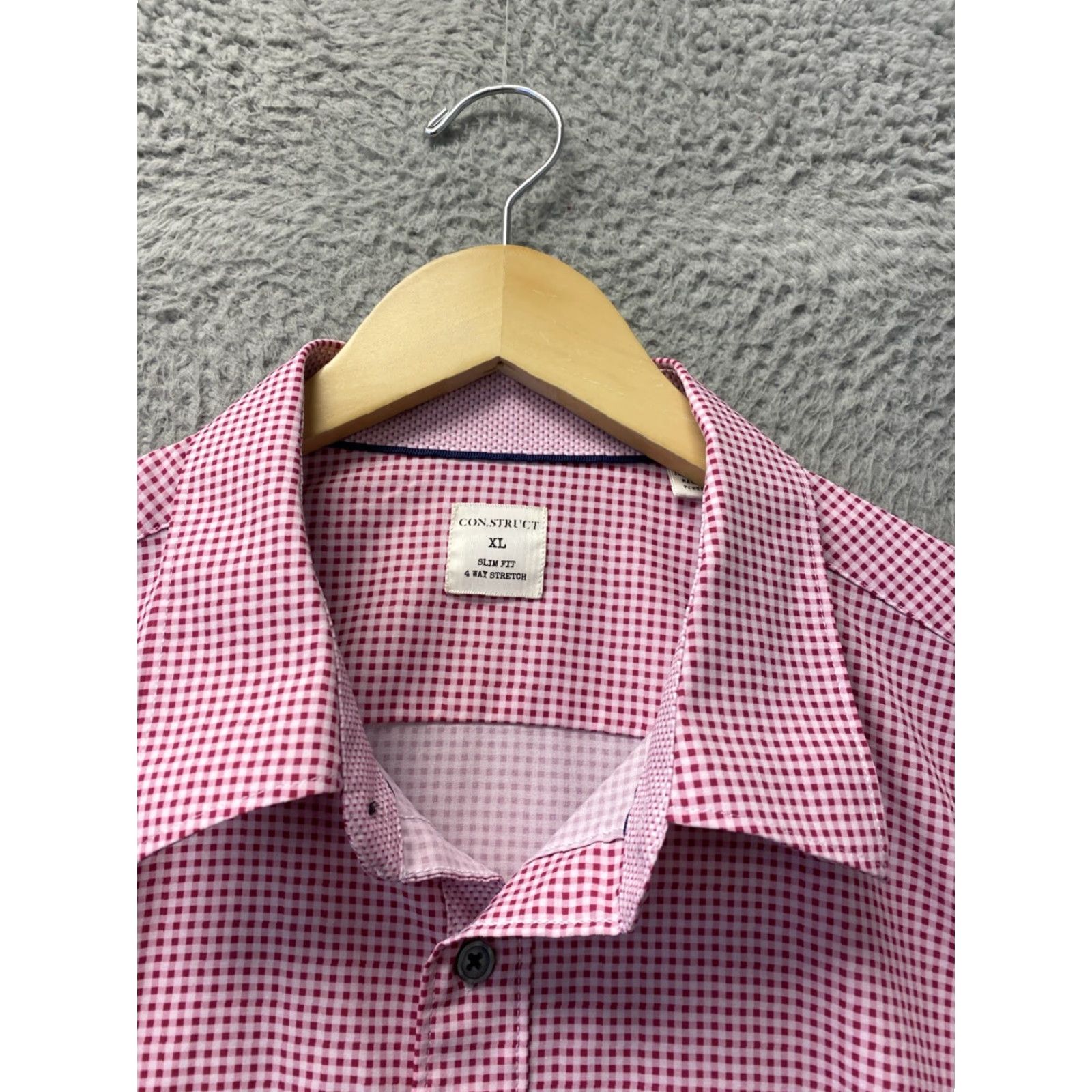 Pinko ConStruct Button-Up Shirt Mens XL Pink Slim Fit 4 Way Stretch Geometric Pattern Size US XL / EU 56 / 4 - 3 Thumbnail