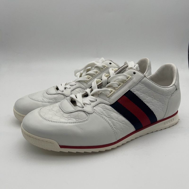 Gucci Gucci Leather GG Print Canvas Sneakers 0079 Size US 9.5 / EU 42-43 - 1 Thumbnail
