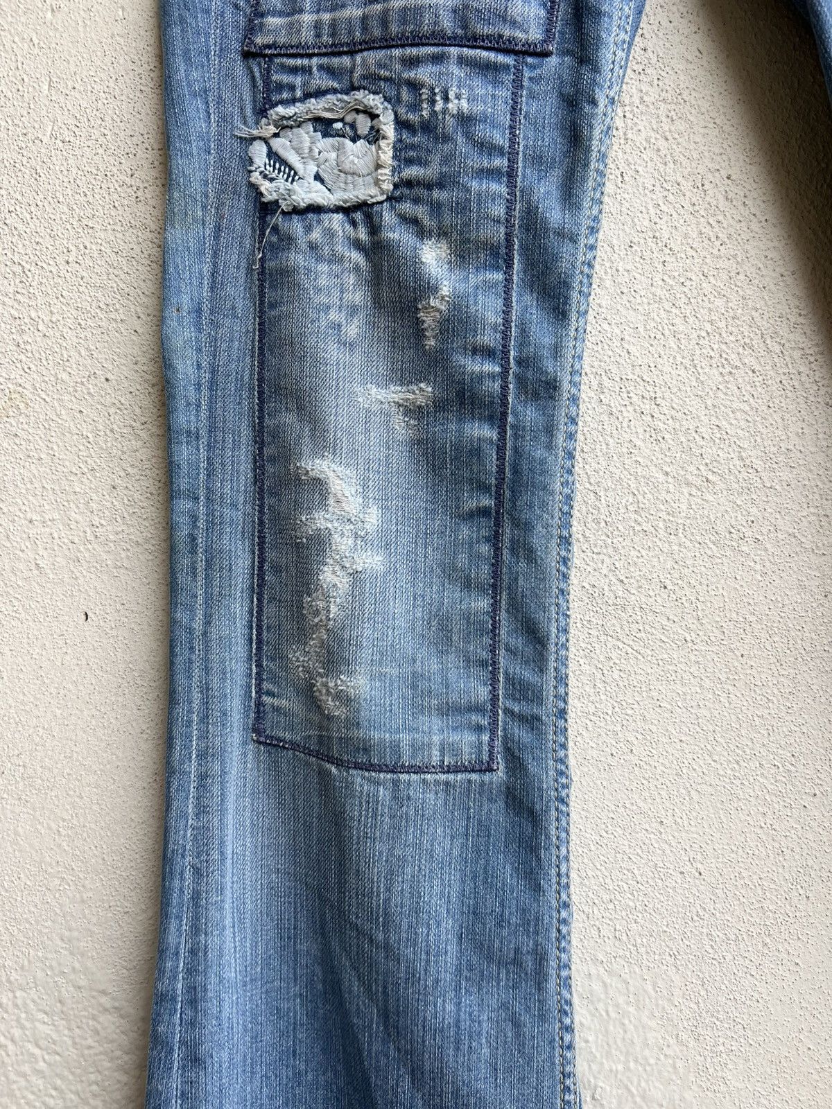 Jimmy Taverniti Vintage 00s Taverniti Embroidery Denim Peggy Flare Jeans Size US 29 - 9 Thumbnail
