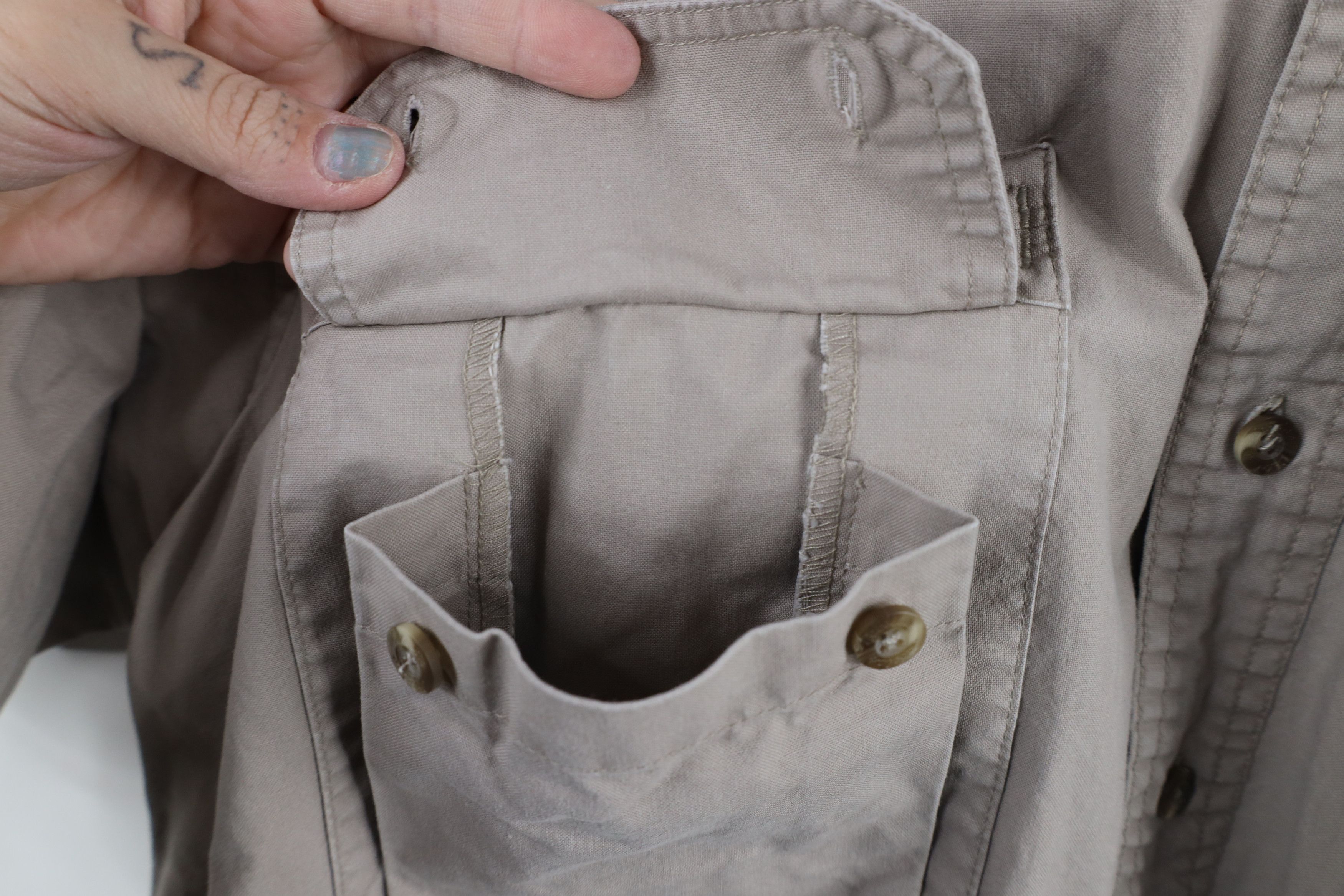Cabelas × Vintage Vintage Cabelas Short Sleeve Safari Bush Button Shirt Beige Size US L / EU 52-54 / 3 - 6 Thumbnail