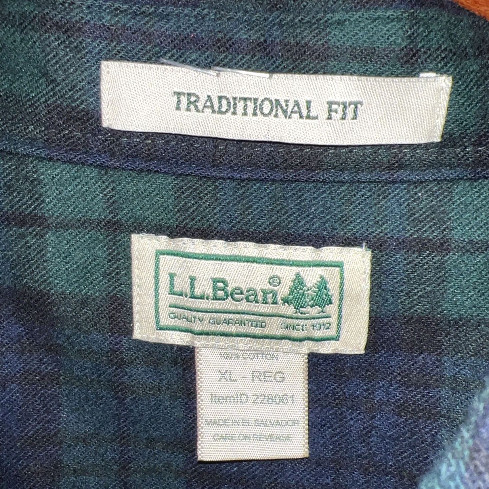 Vintage L.L. Bean Plaid Flannel Shirt XL Blue Traditional Fit Mens Button-Up Long Sleeve Shirt Size US XL / EU 56 / 4 - 2 Thumbnail