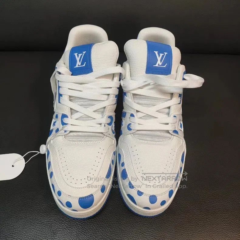 Louis Vuitton LV Leather Lowtop Sneakers White Blue. Size US 10 / EU 43 - 3 Thumbnail