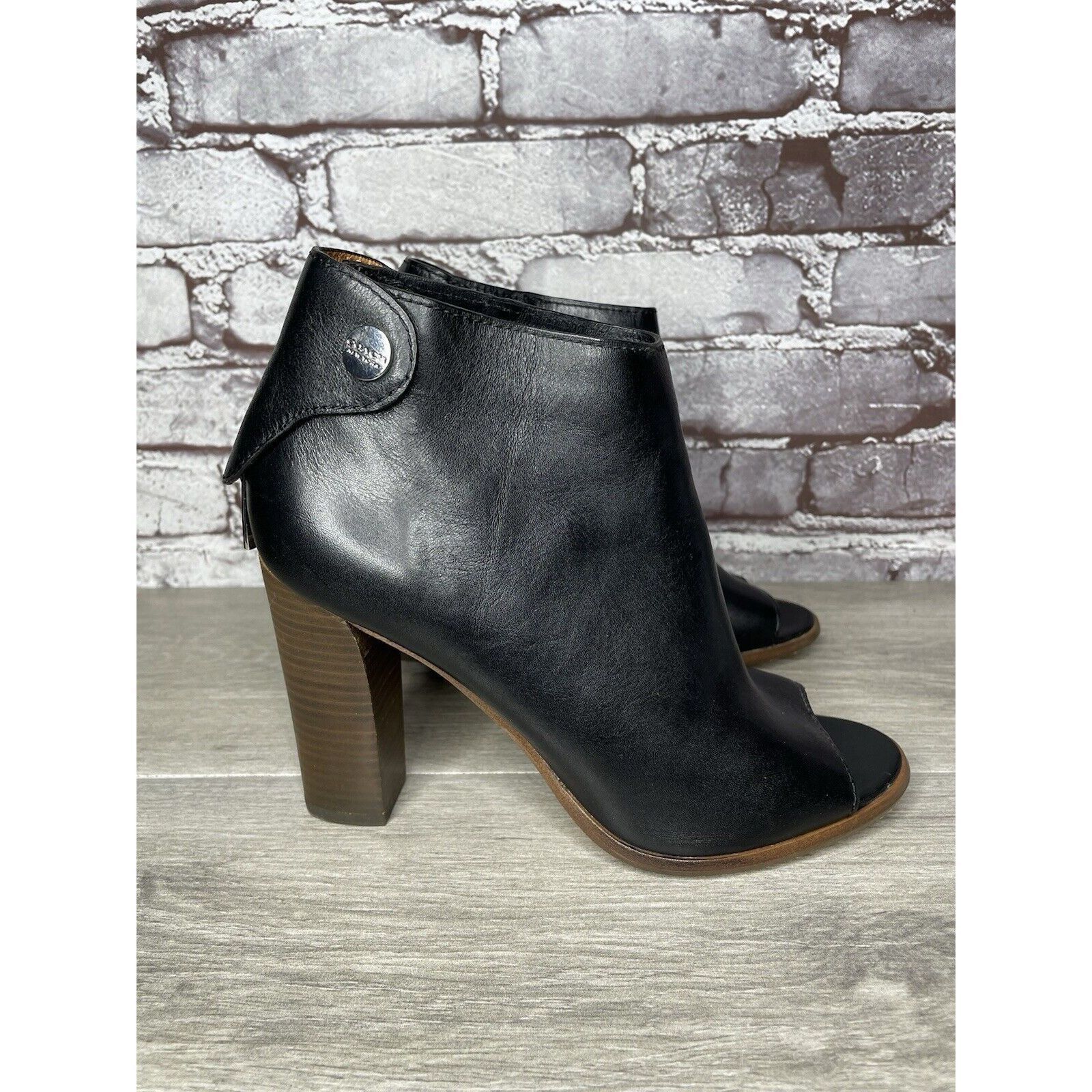 Coach Coach Labelle Black Leather Open Toe Booties Heels Shoes Wom Size US 7 / IT 37 - 11 Thumbnail