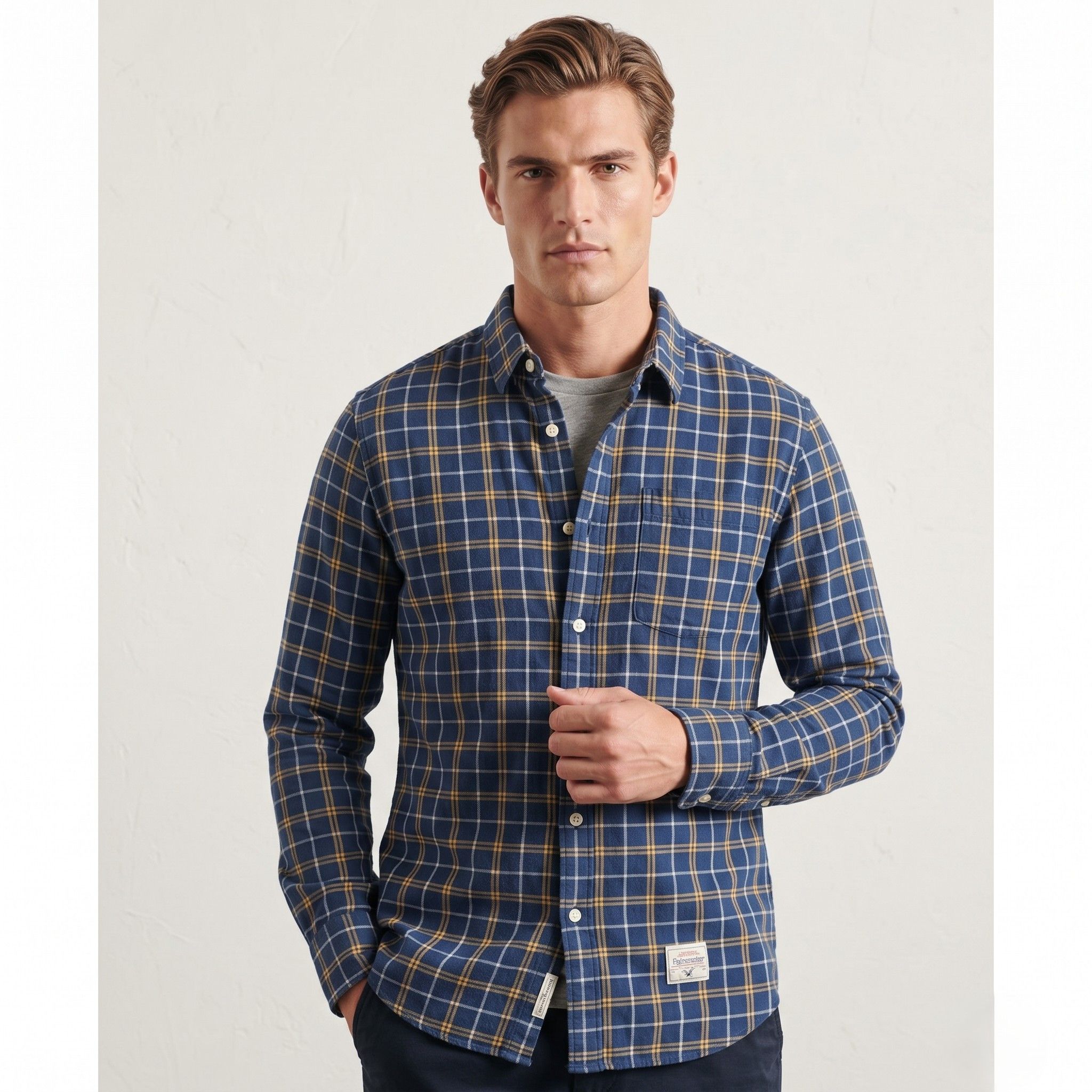 Superdry Superdry Men XXL (XL) Casual Shirt Navy Check Top 6301 Size US XXL / EU 58 / 5 - 1 Thumbnail
