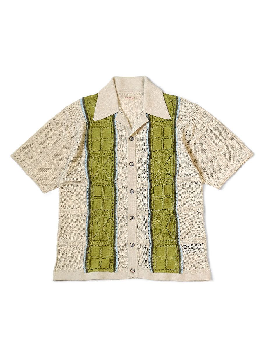 Kapital 12G Crochet Knit Tennessee Aloha Polo shirt