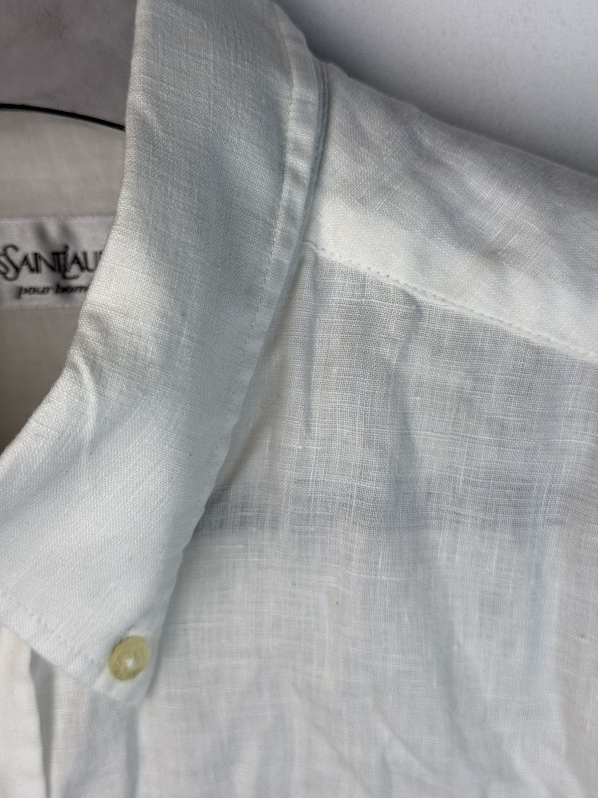 Yves Saint Laurent 100% Linen YSL Shirt White Button Up Size US L / EU 52-54 / 3 - 7 Thumbnail