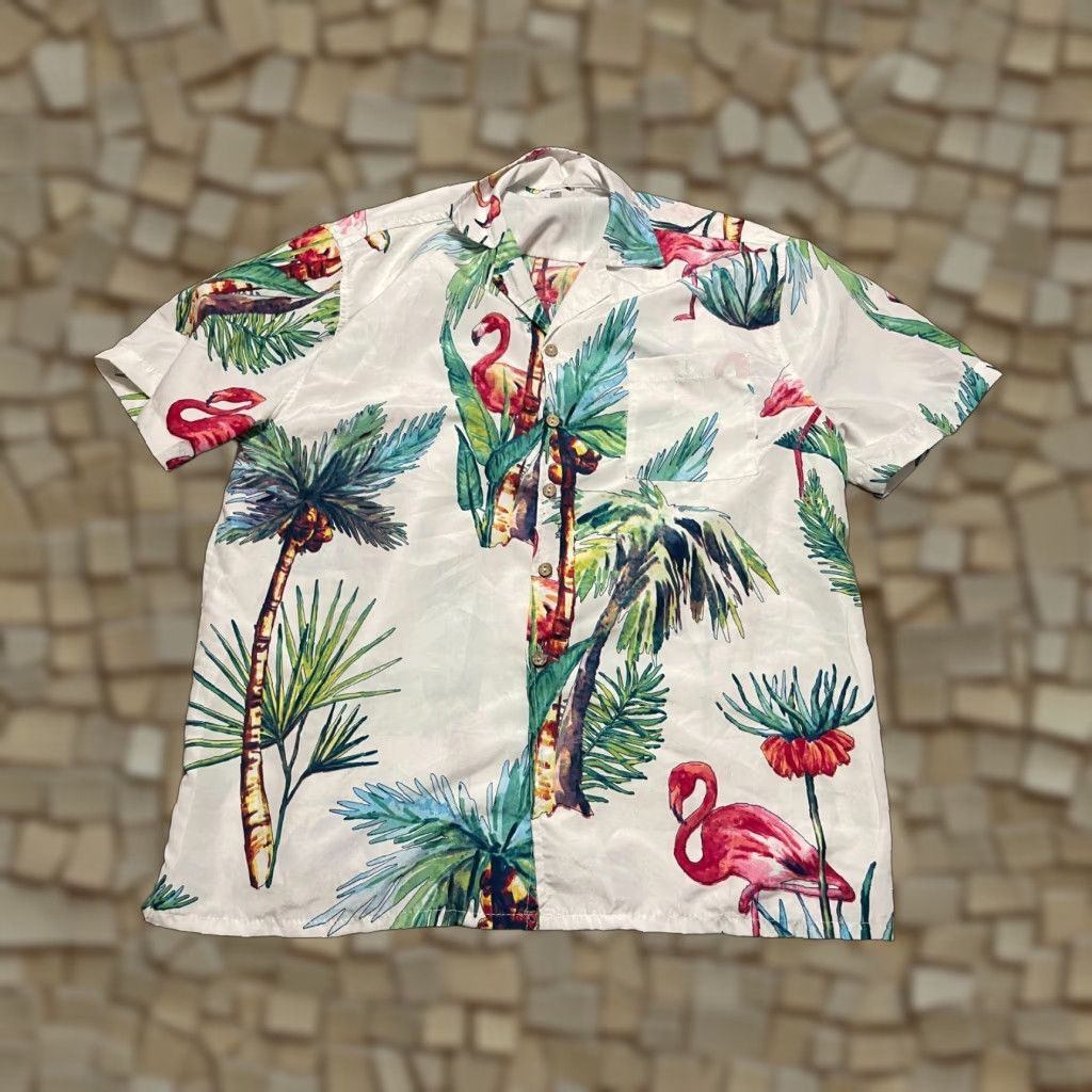 Vintage Amphibious Outfitters Shirt Men's Medium White Palm Trees Button Up Shirt Size US M / EU 48-50 / 2 - 1 Thumbnail