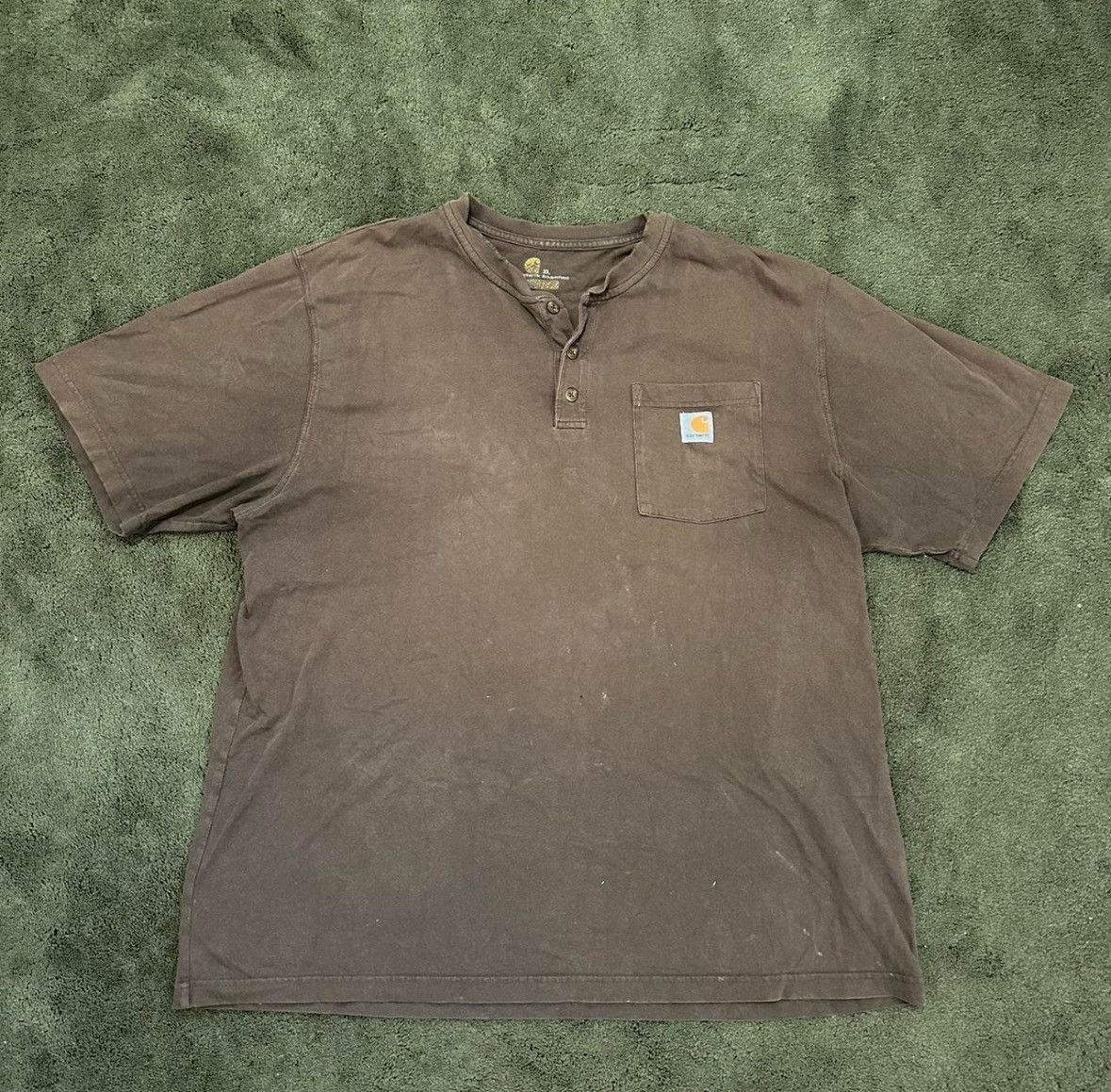 Carhartt Brown Faded Carhartt Henley T-shirt Size US XL / EU 56 / 4 - 1 Thumbnail