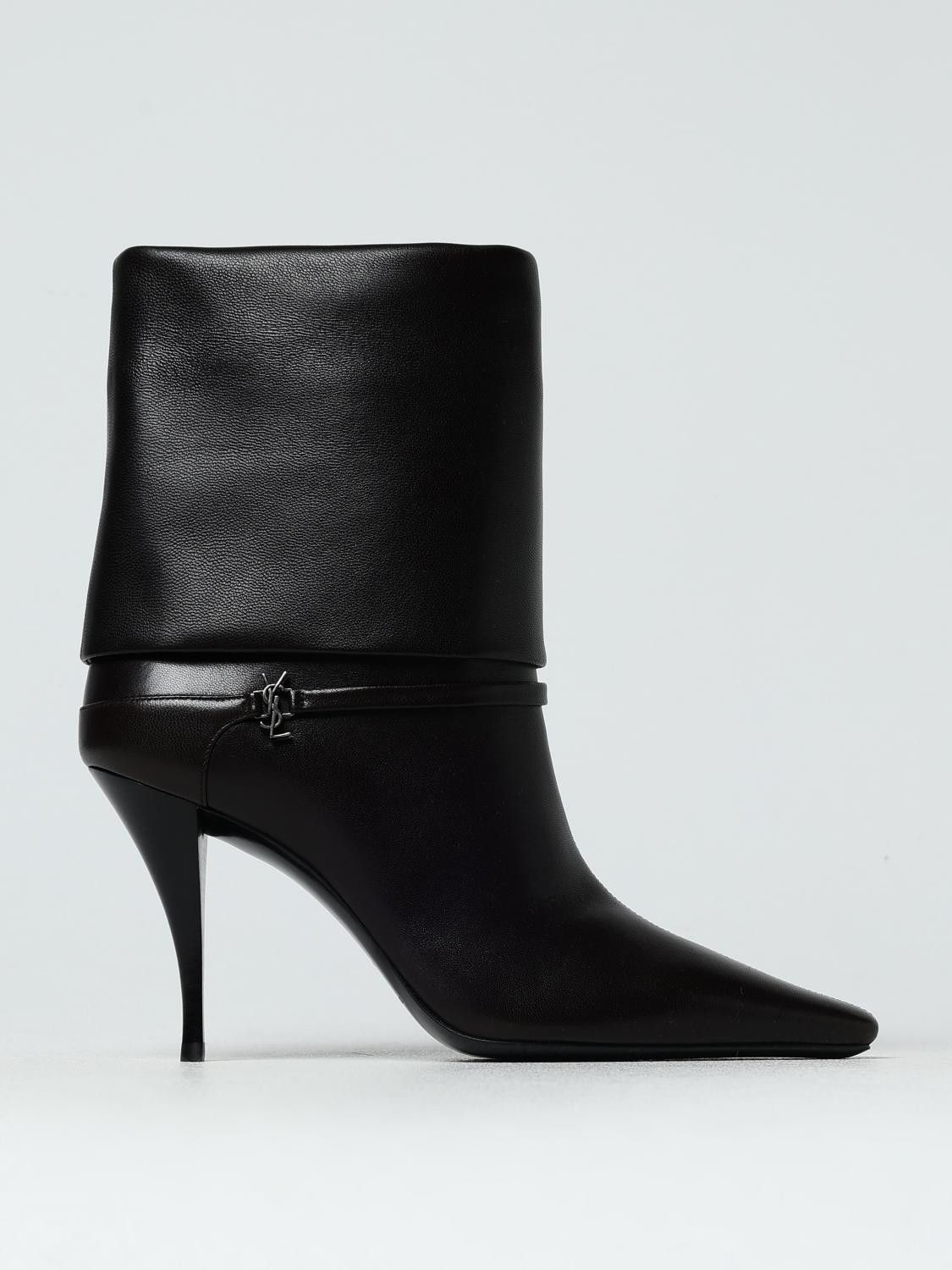 Saint Laurent Flat Ankle Boots Woman Dark Footwear