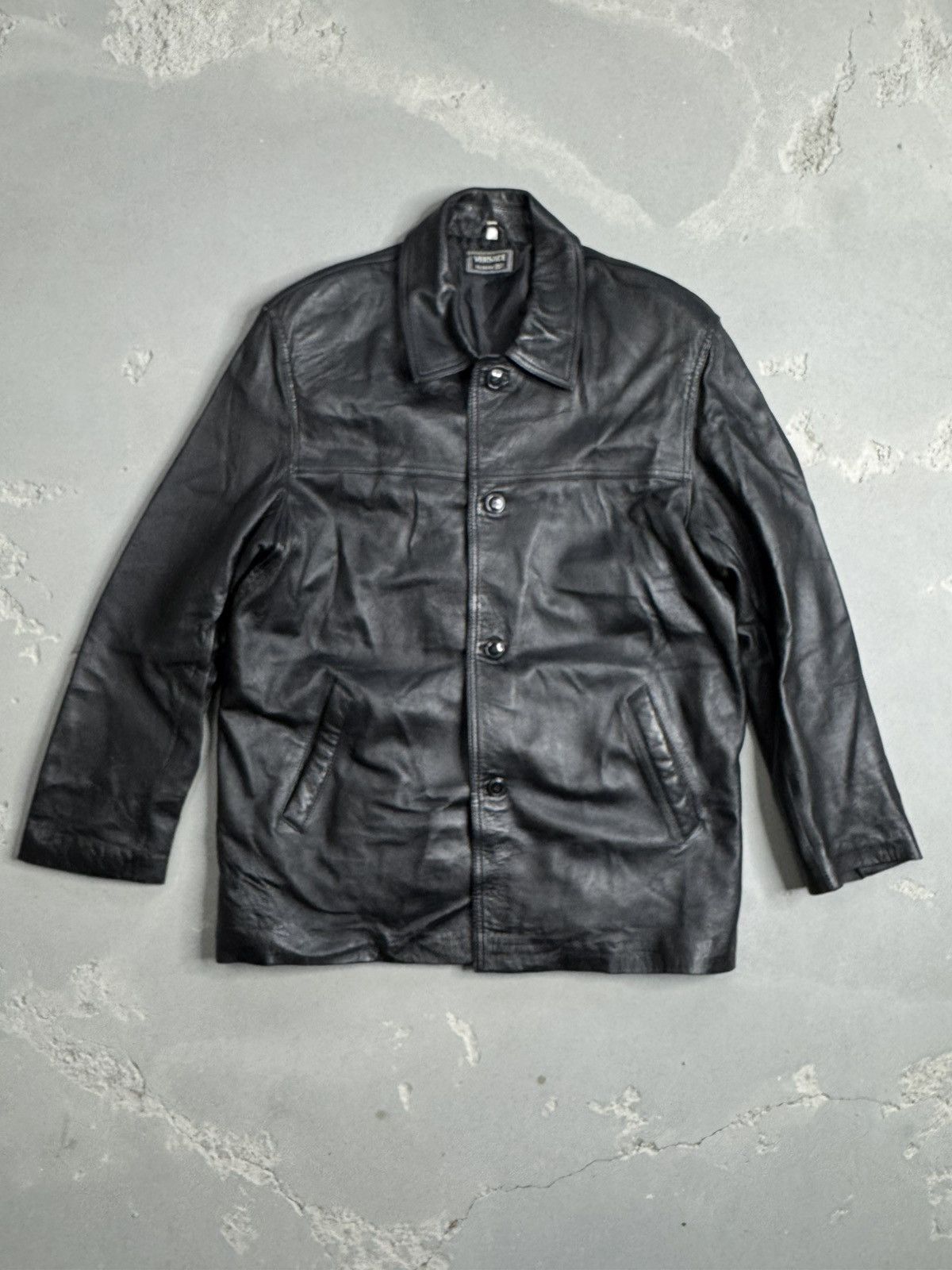Versace Jeans Couture × Vintage Versace Vintage Leather Jacket Size US M / EU 48-50 / 2 - 1 Thumbnail