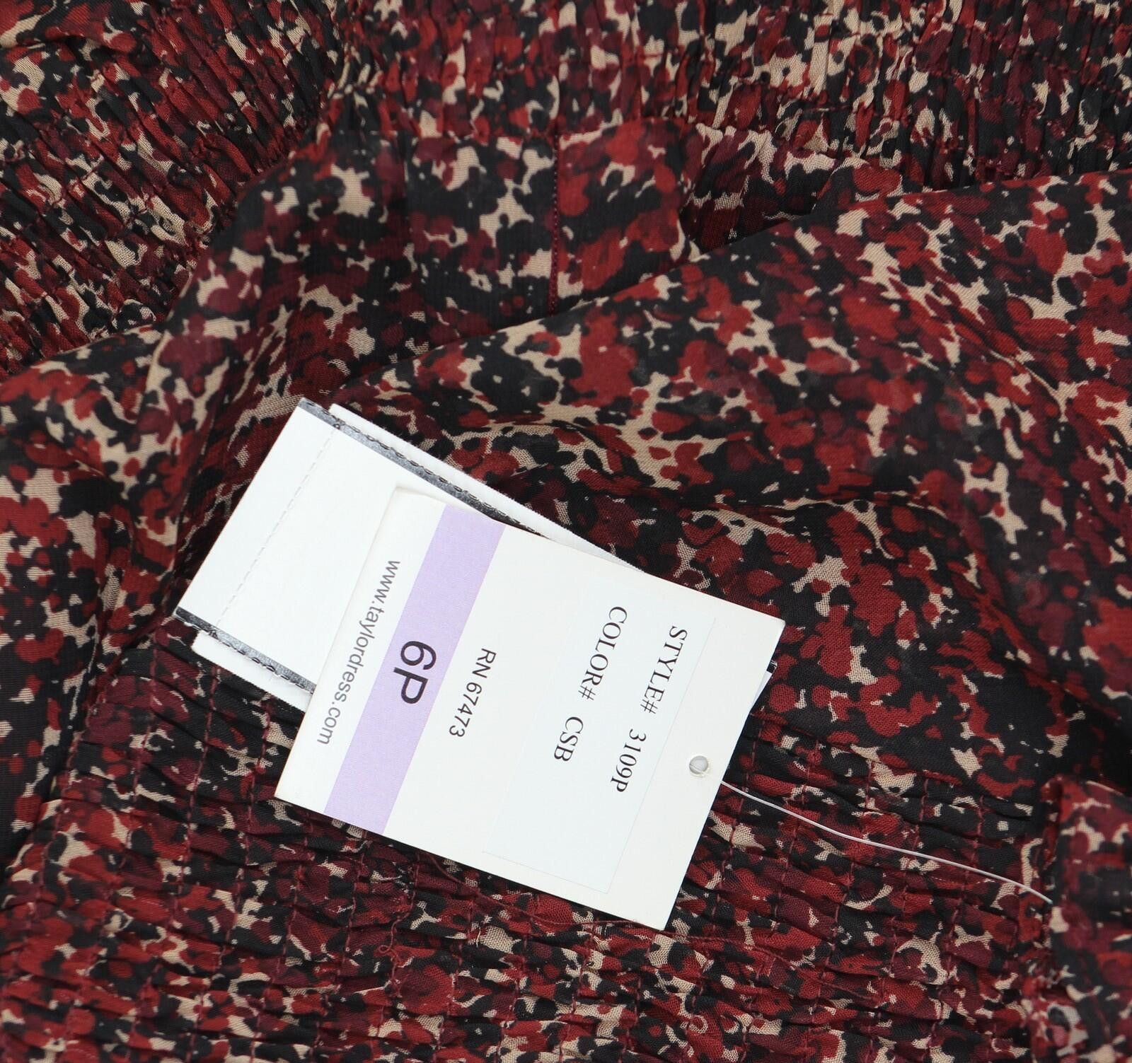 Ann Taylor Nwt Taylor Petite Chiffon Dress 3109p Crimson / Black 6p Size M / US 6-8 / IT 42-44 - 3 Thumbnail
